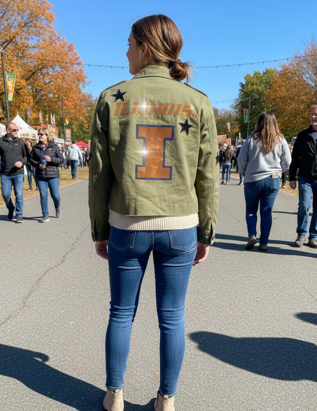 University of Illinois Block I Army Green Shacket