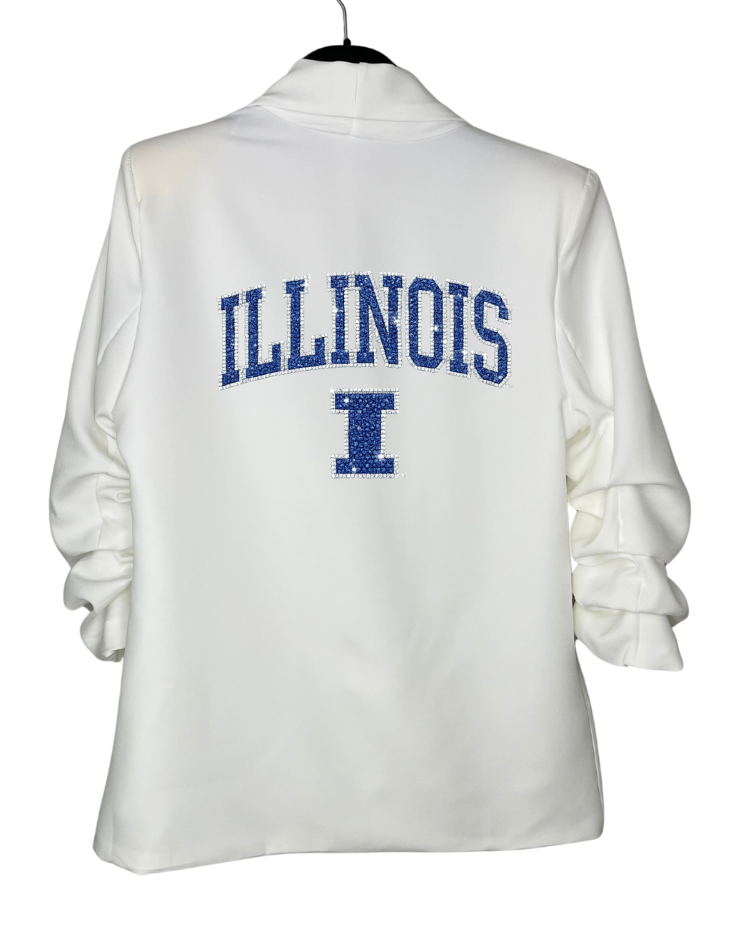 University of Illinois Rounded Illinois I White Ruched Blazer