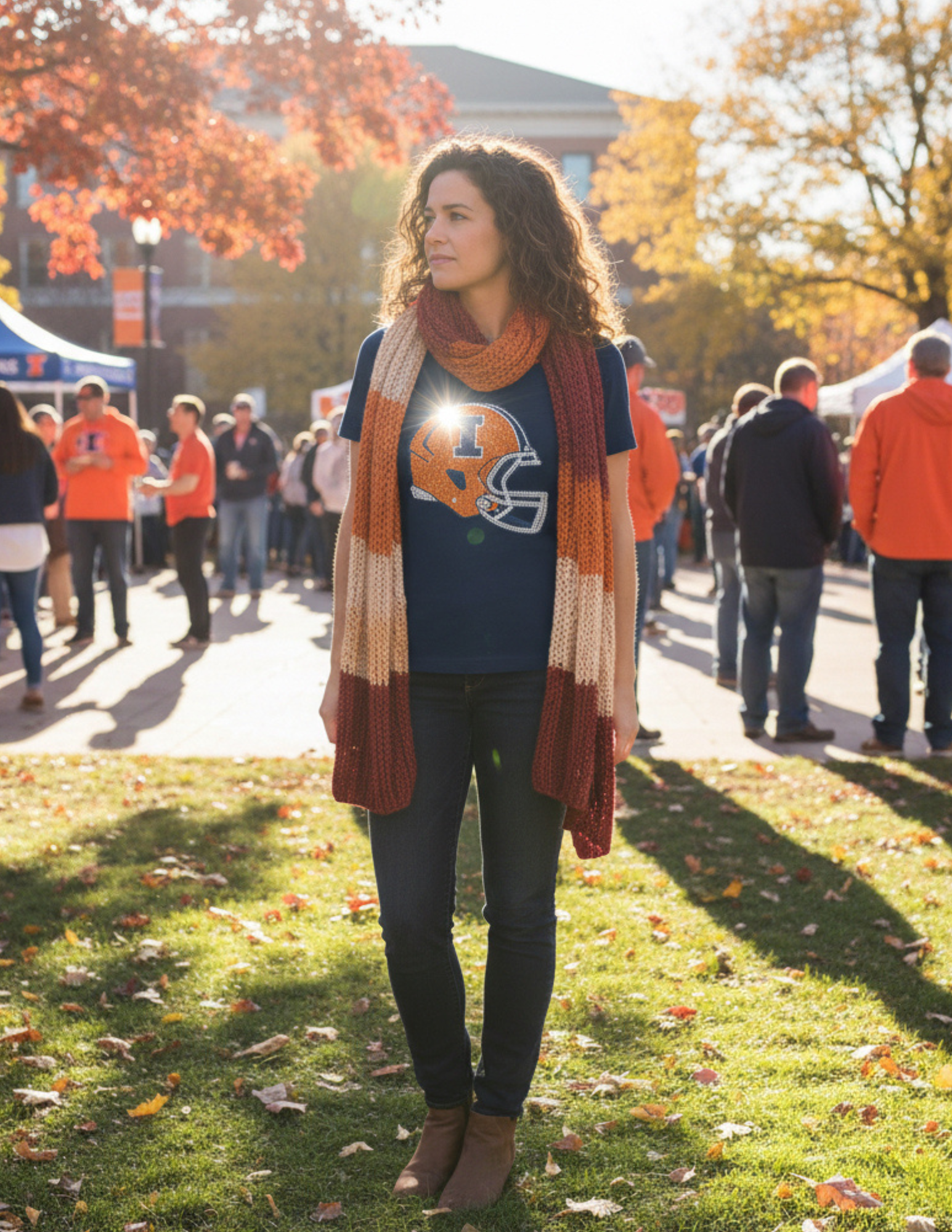 University of Illinois Helmet Navy Crewneck Short Sleeve T-Shirt