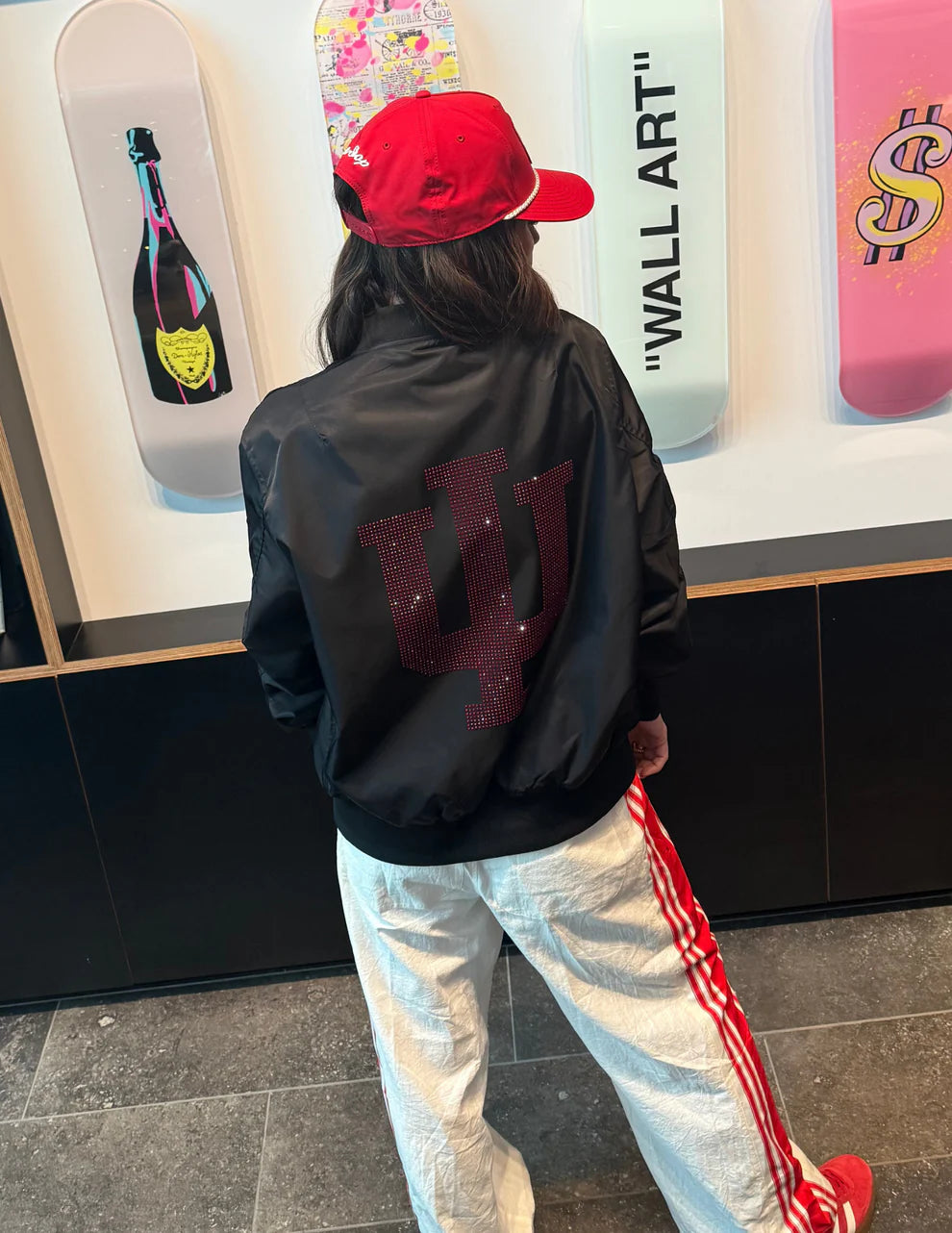 Indiana University Trident IU & Hoosiers Black Bomber Jacket