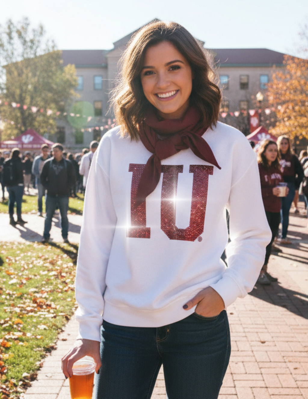 Indiana University IU White Crewneck Sweatshirt