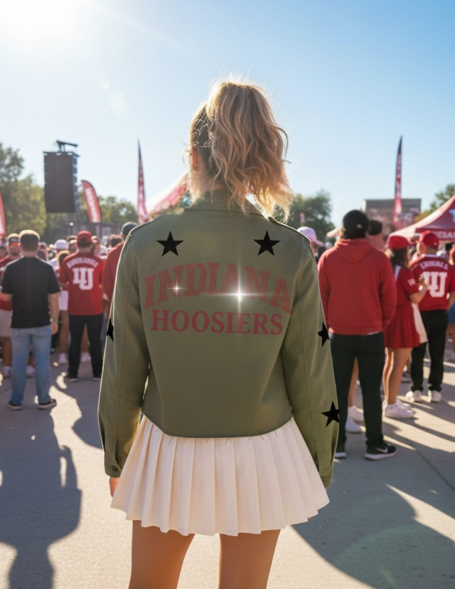 Indiana University Indiana Curve Hoosiers Army Green Shacket