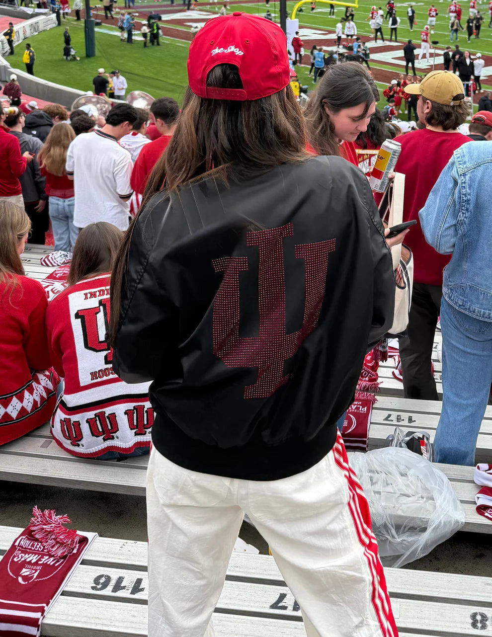 Indiana University Trident IU & Hoosiers Black Bomber Jacket
