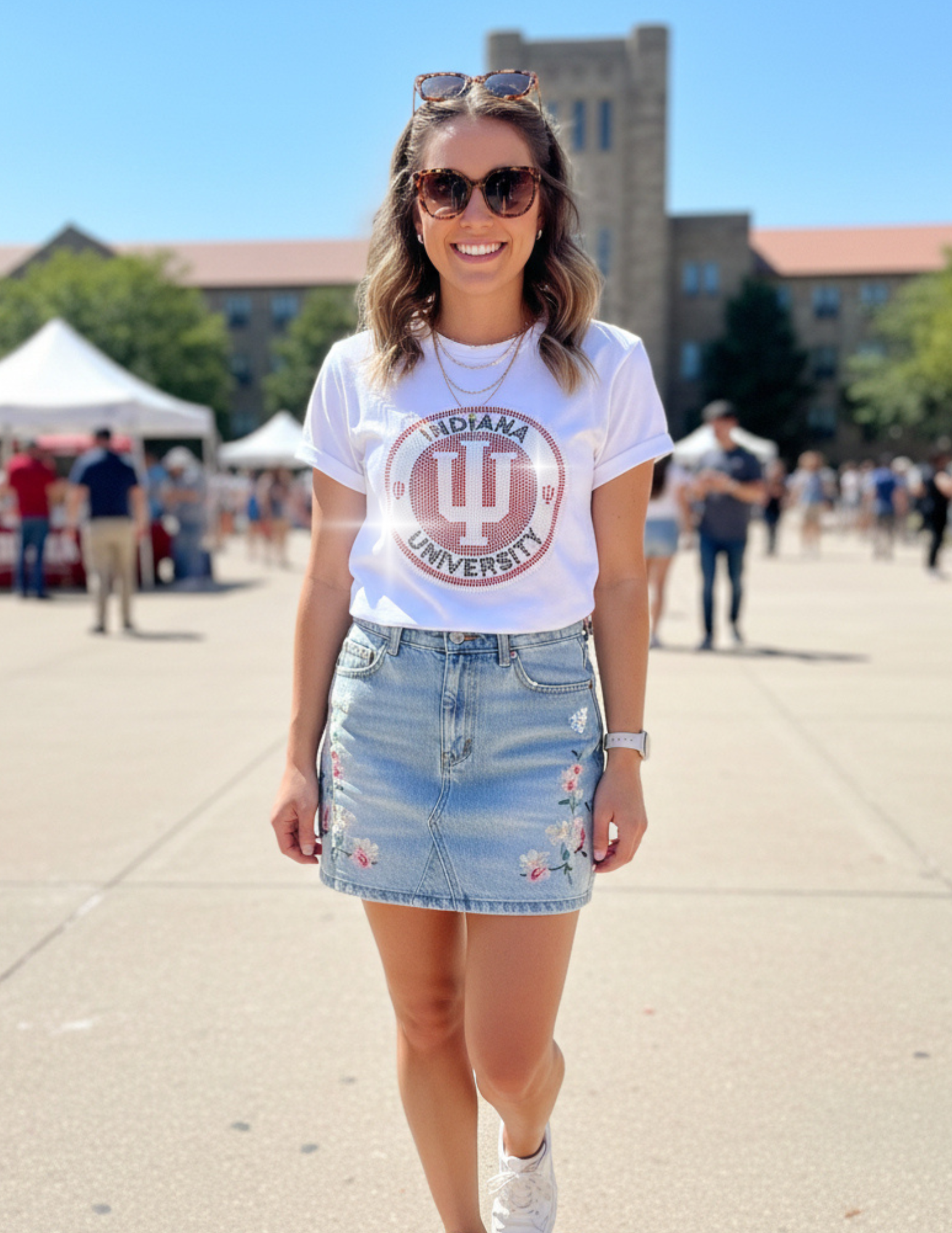 Indiana University Circle Decal White Crewneck T-Shirt
