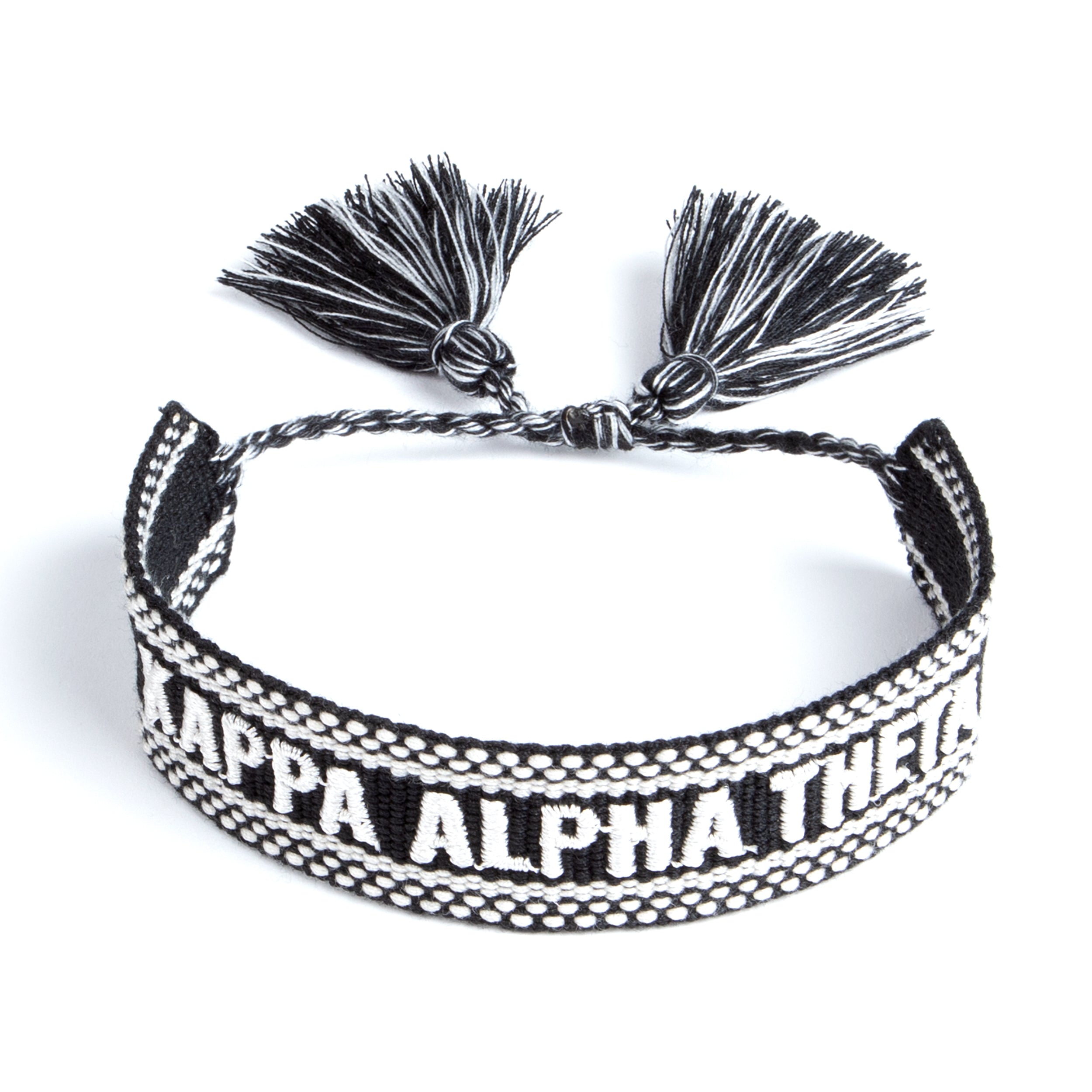 Kappa Alpha Theta Woven Bracelet, Black and White Design