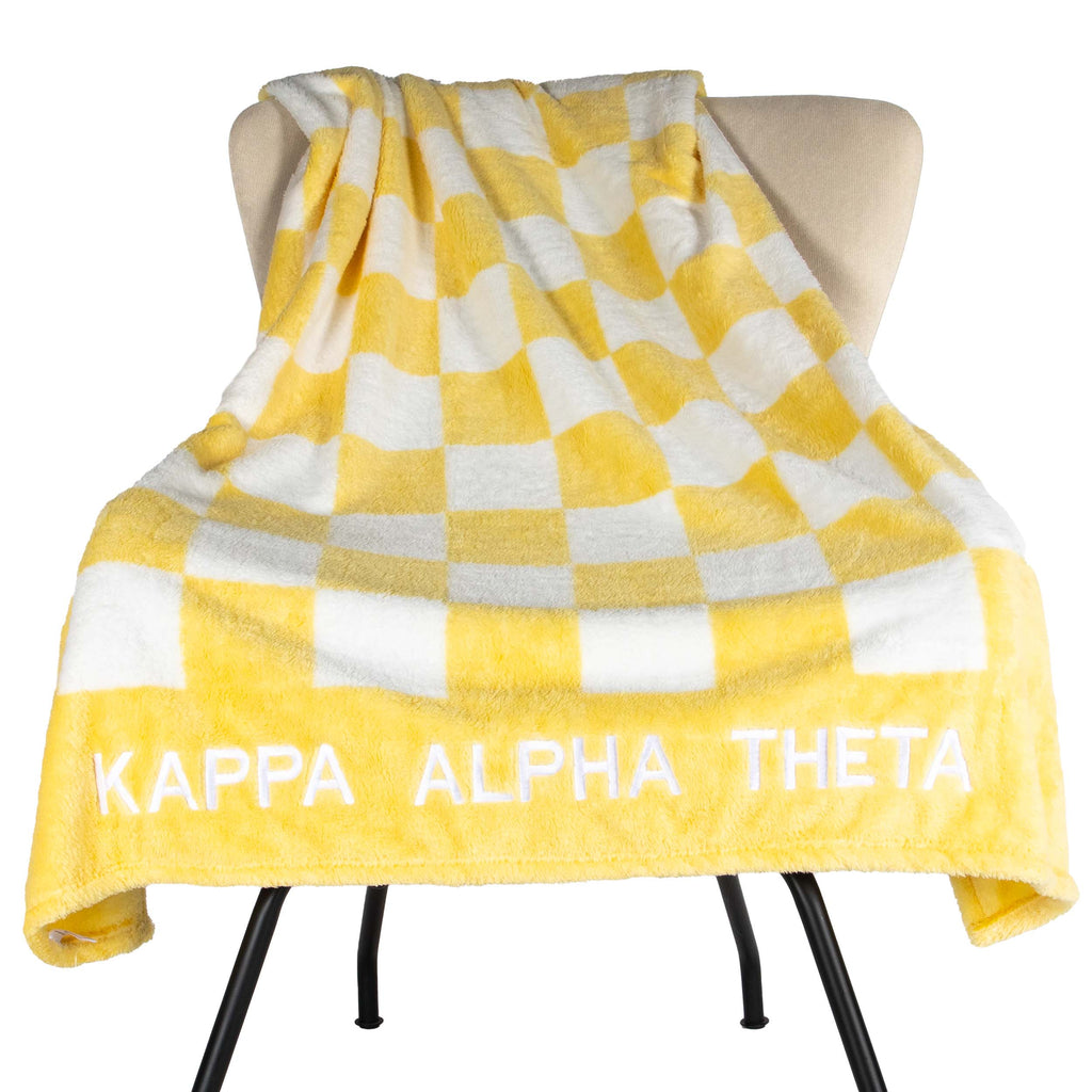 Kappa Alpha Theta Blanket - Thick Checkered Sherpa Blanket