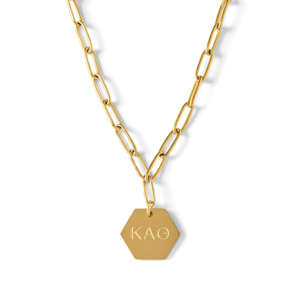 Kappa Alpha Theta Paperclip Necklace with KAT Sorority Pendant