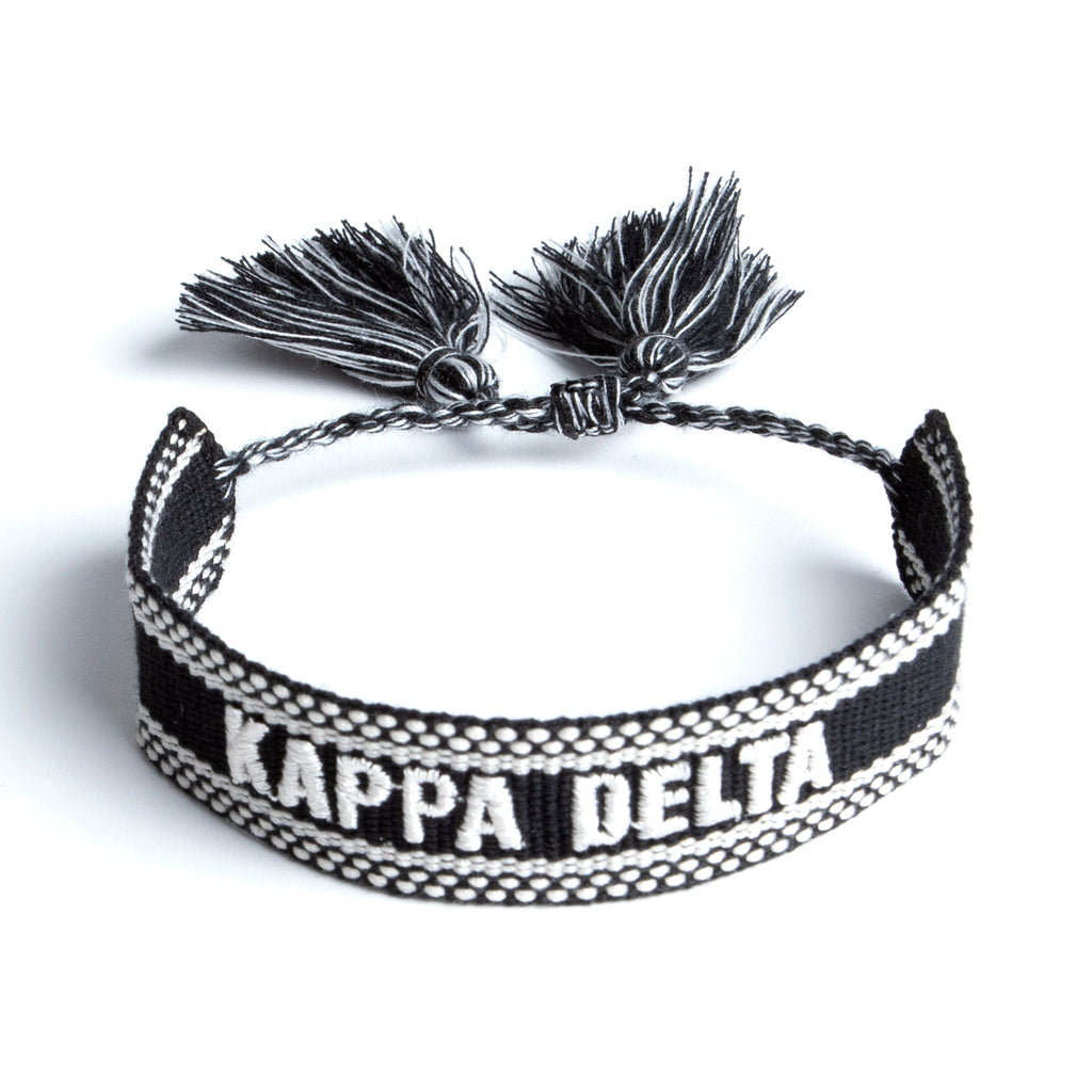 Kappa Delta Woven Bracelet, Black and White Design