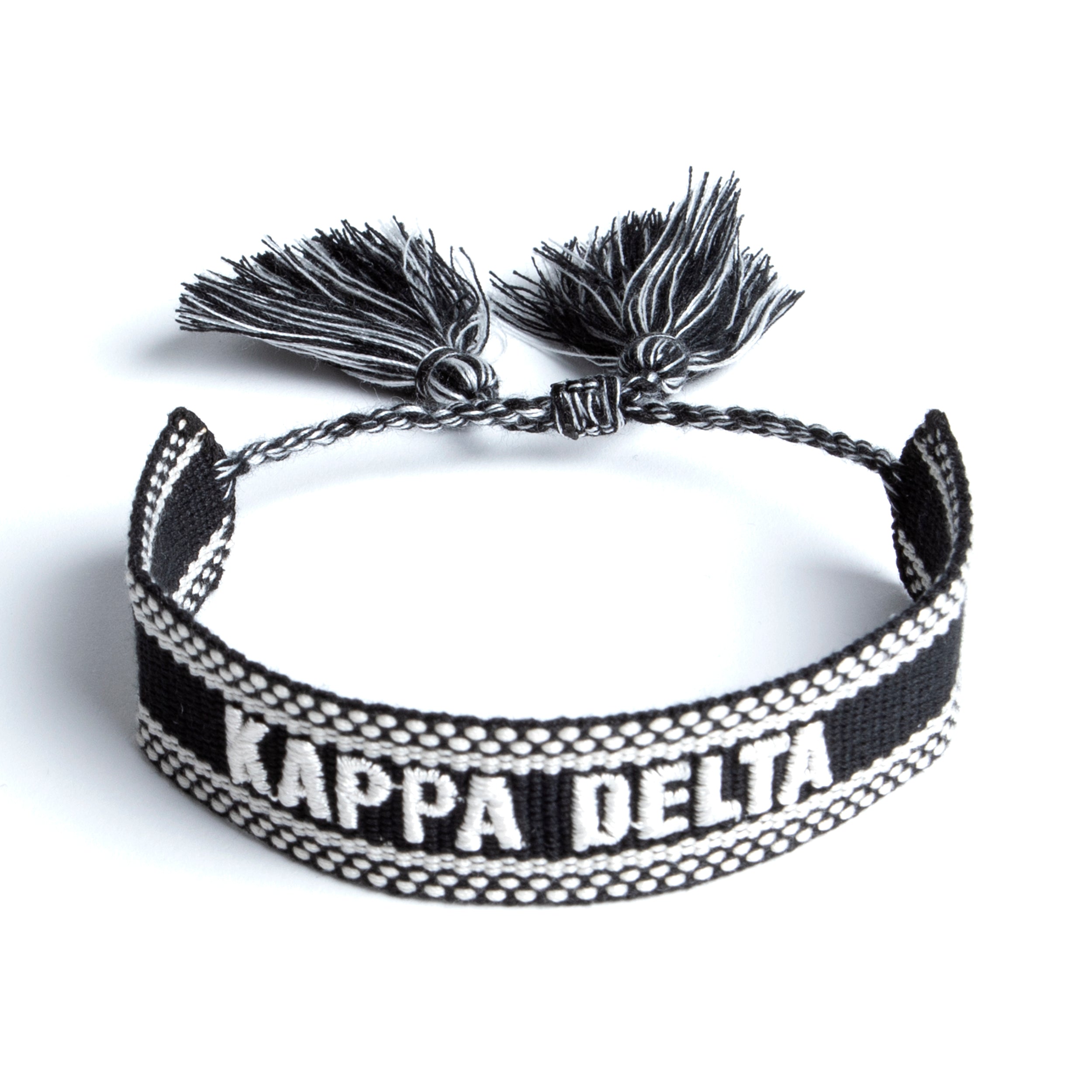Kappa Delta Woven Bracelet, Black and White Design