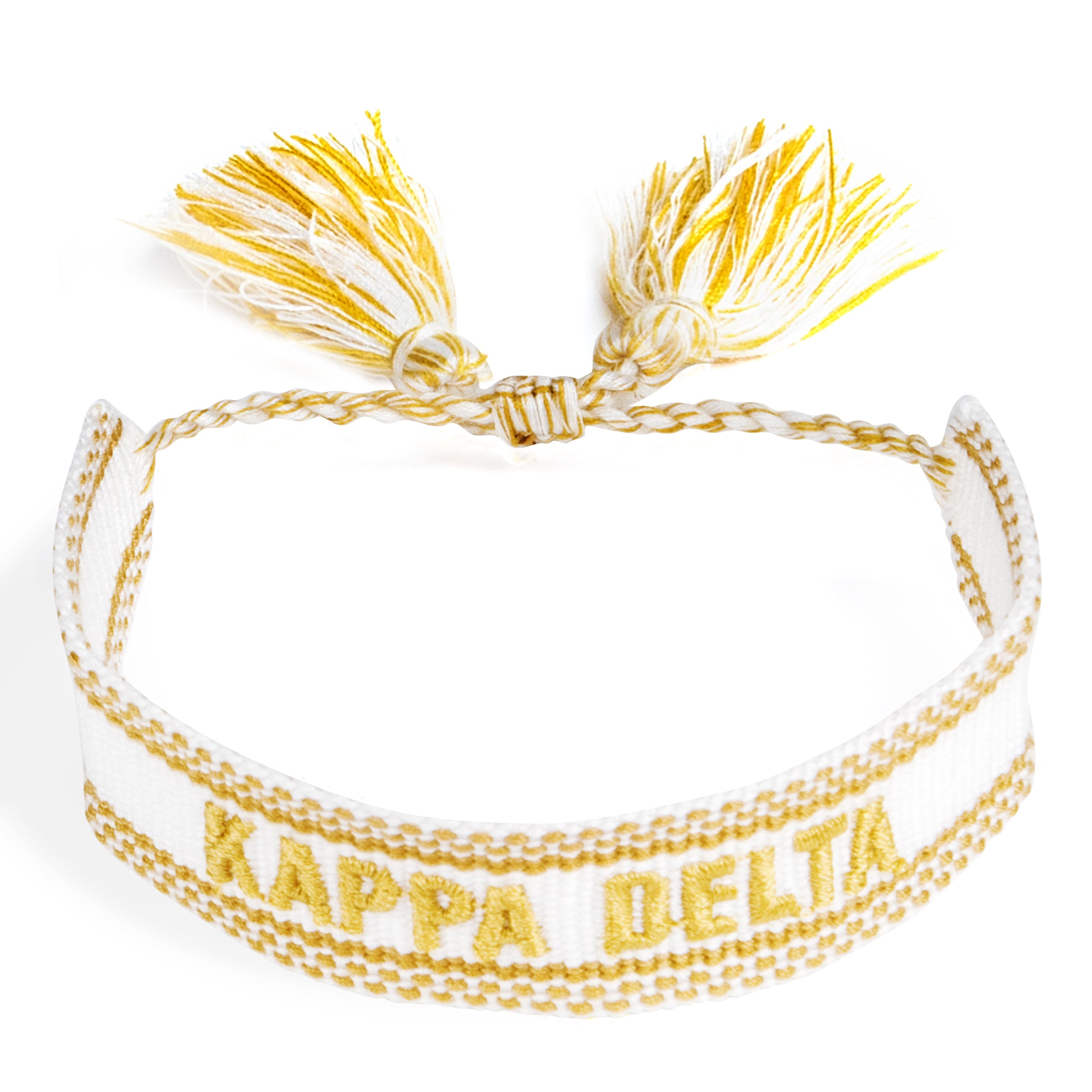 Kappa Delta Woven Bracelet, White and Gold Design