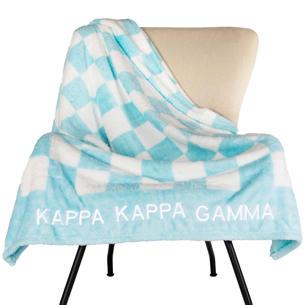 Kappa Kappa Gamma Blanket - Thick Checkered Sherpa Blanket