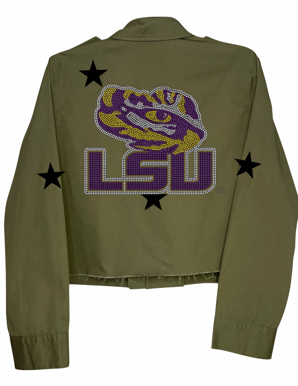 LSU Crystal Tiger Eye Army Green Shacket
