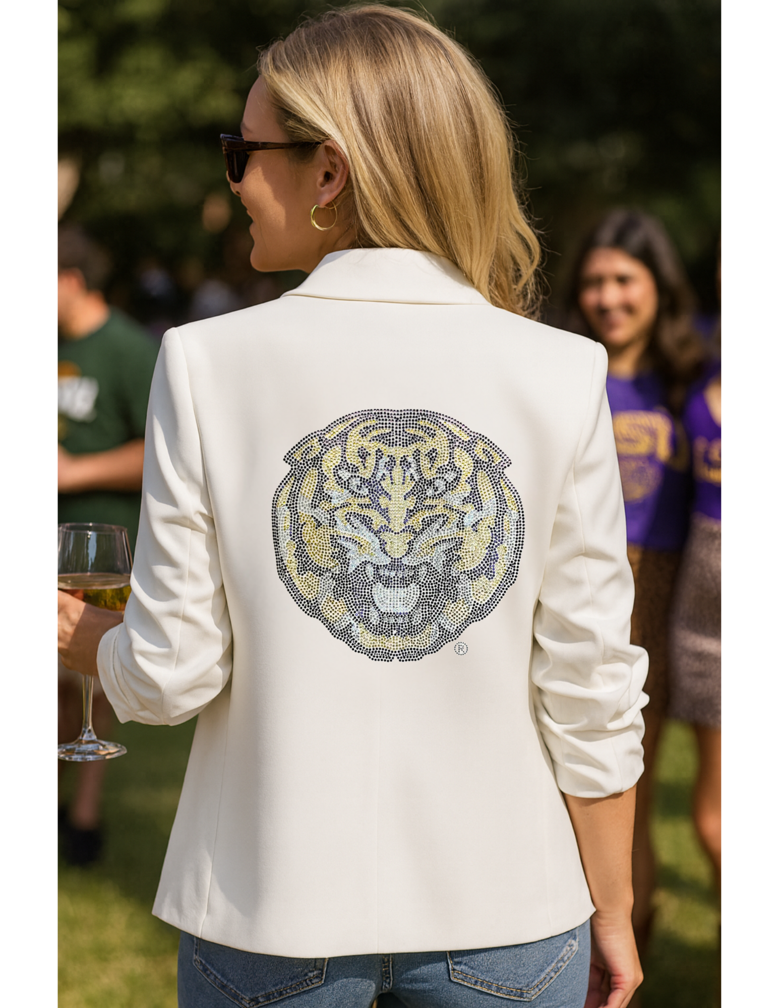 Game Day Blazer, Ruched White, LSU Tiger