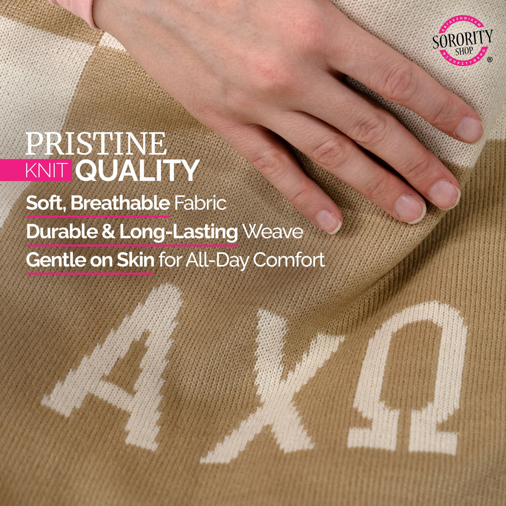 Alpha Phi Blanket - Acrylic Knit Checkered Blanket