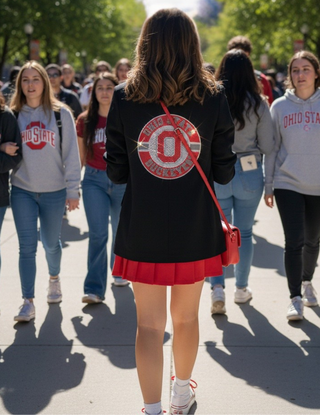 Ohio State Circle Decal Black Ruched Sleeve Blazer