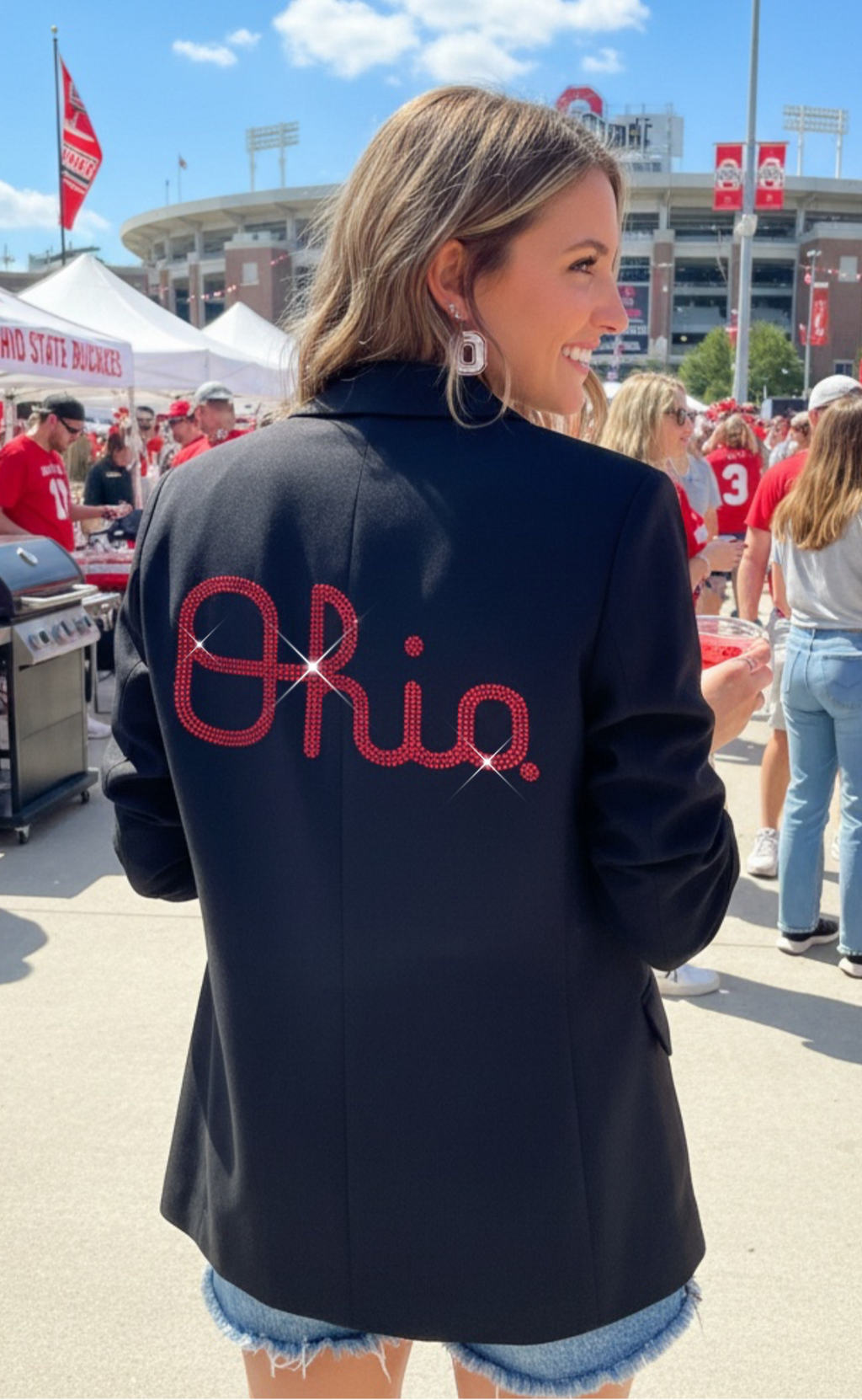 Ohio State Script Black Ruched Sleeve Blazer