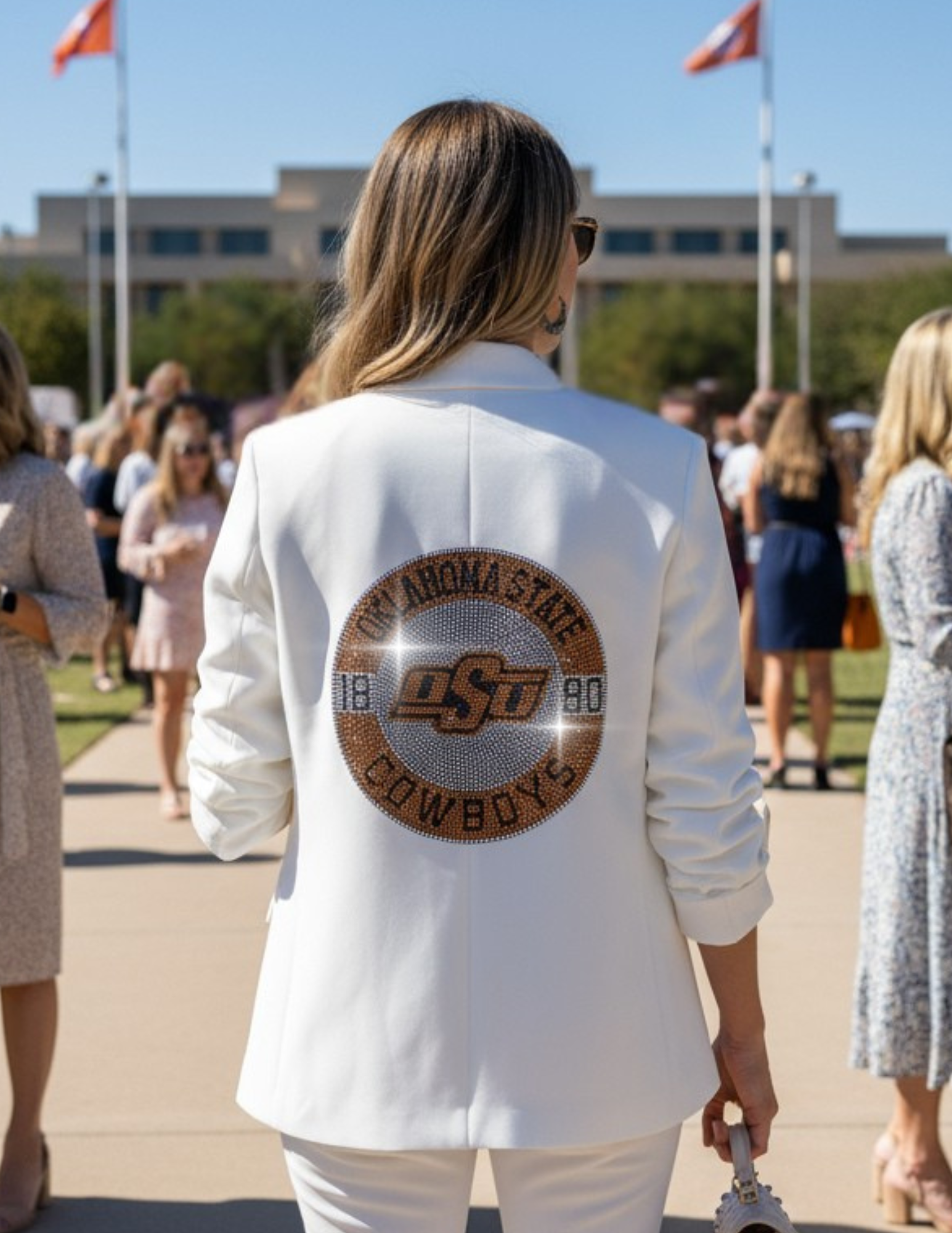 Oklahoma State EST. 1890 White Ruched Blazer
