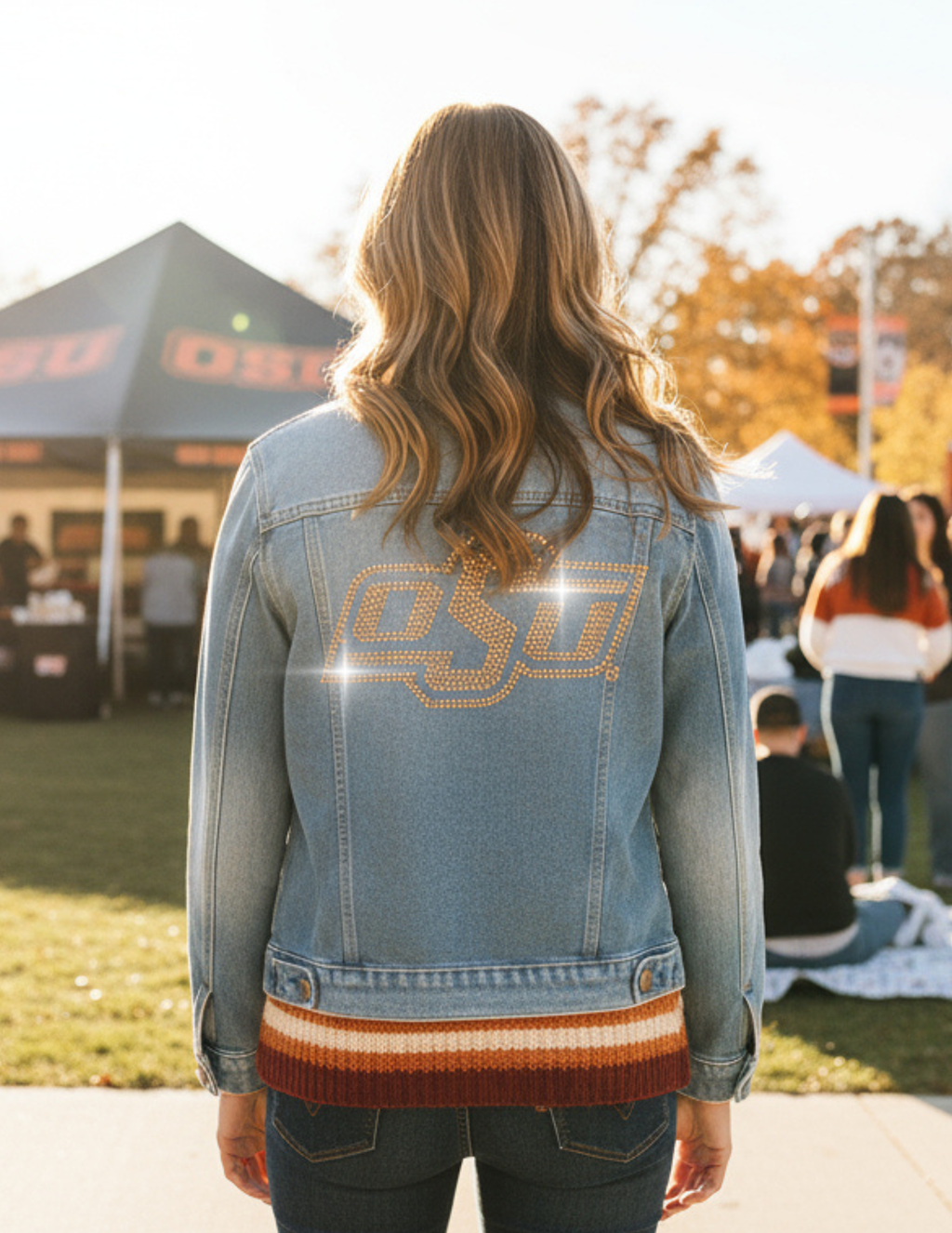 Oklahoma State OSU Blue Denim Jacket
