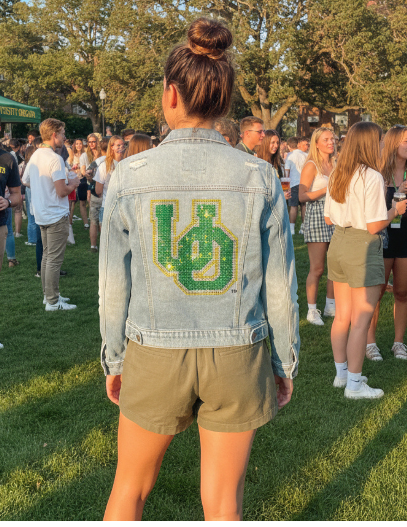 University Of Oregon Large Interlocking UO Blue Denim Jacket