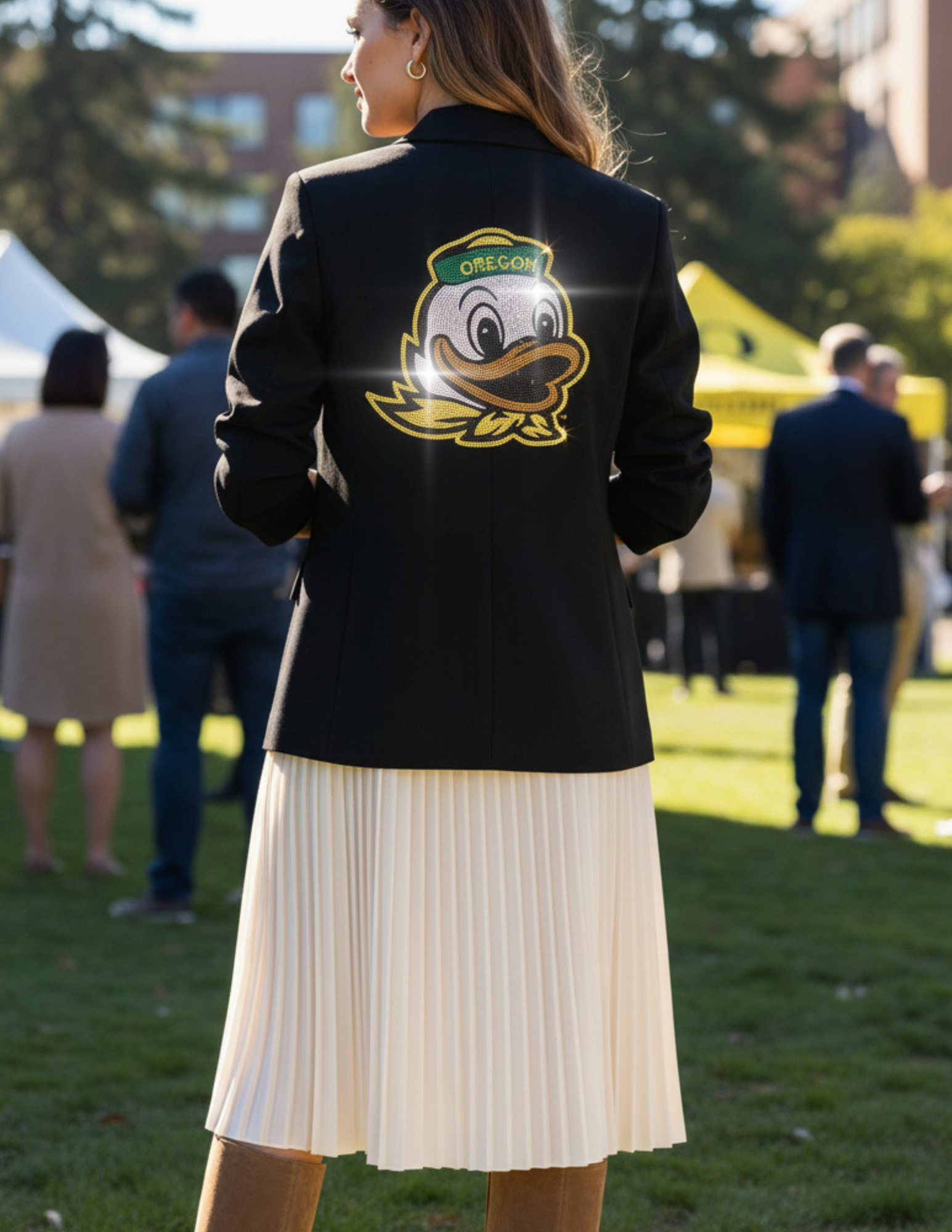 University of Oregon Duck Black Ruched Sleeve Blazer