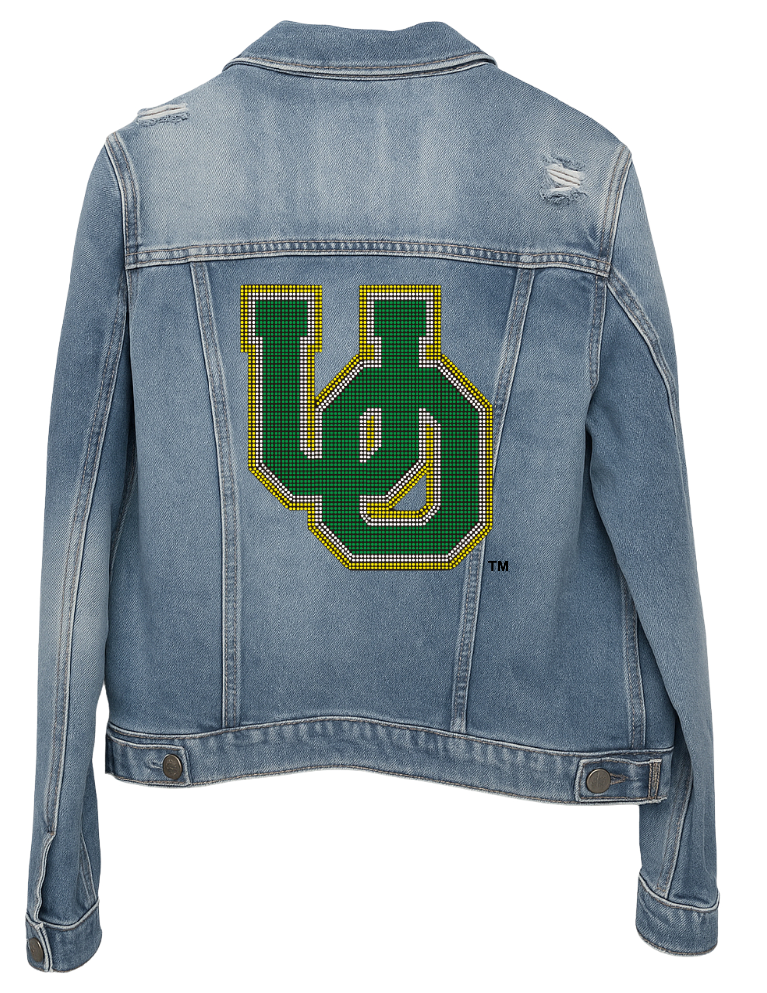 University Of Oregon Large Interlocking UO Blue Denim Jacket