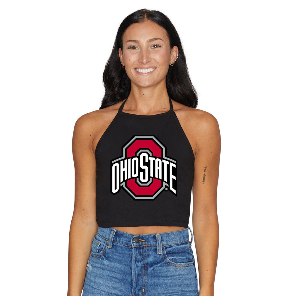 Ohio State OSU Buckeyes Black Halter Top