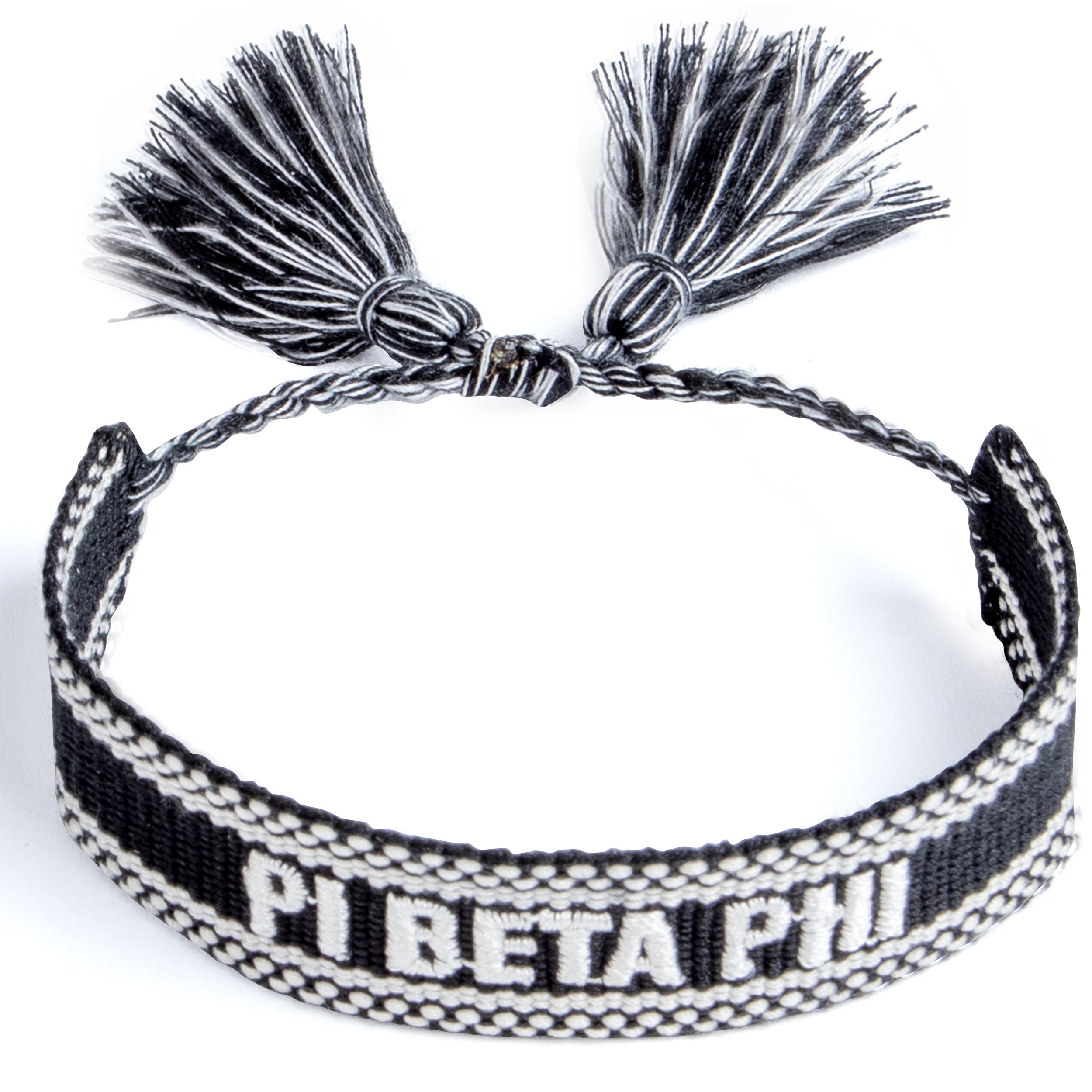 Pi Beta Phi Woven Bracelet, Black and White Design