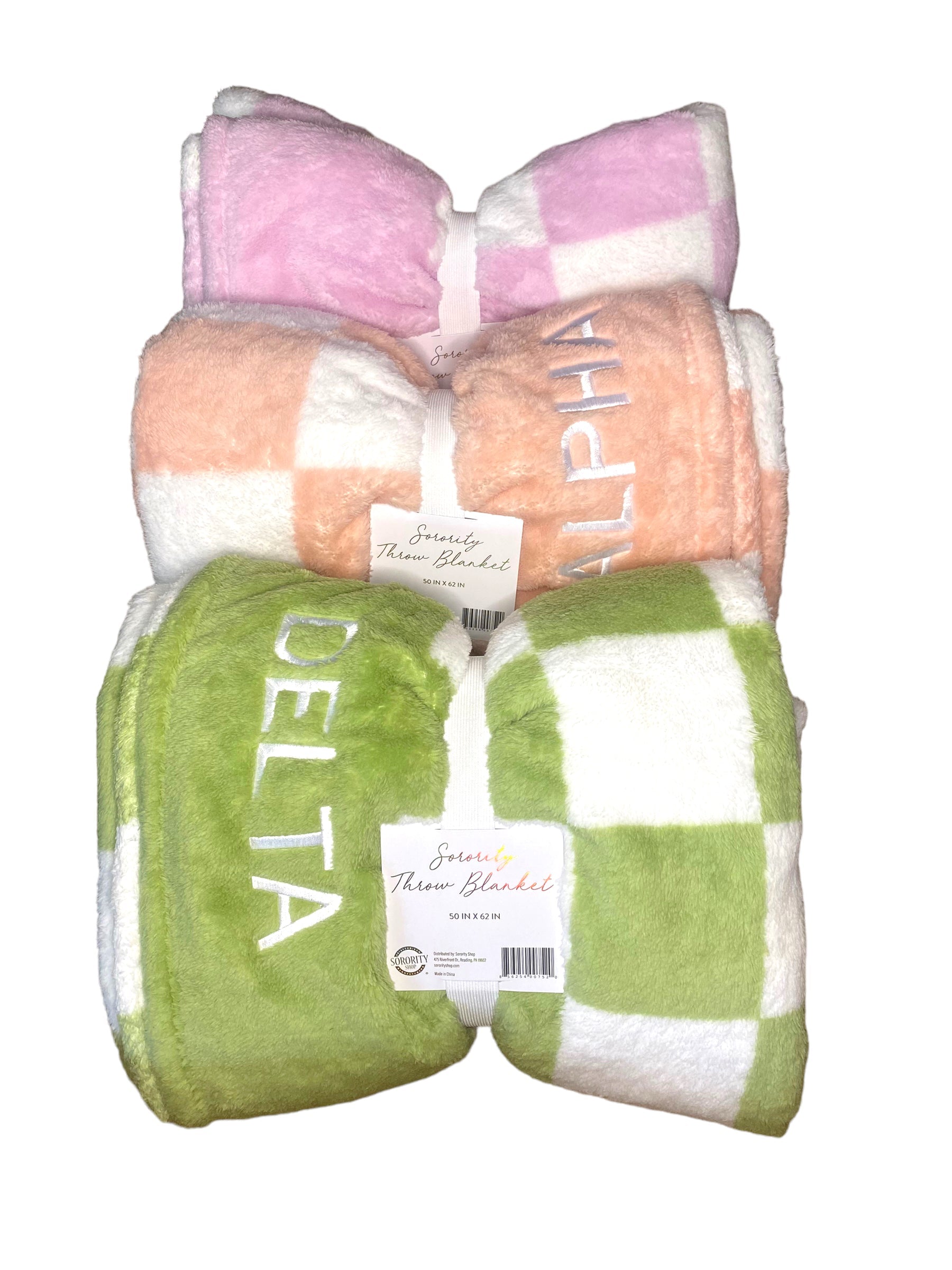 Zeta Tau Alpha Blanket - Thick Checkered Sherpa Blanket