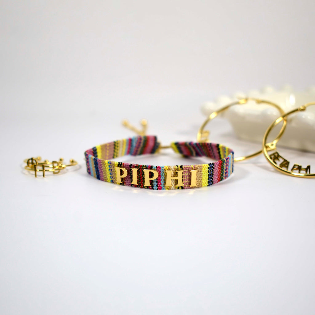Pi Beta Phi Woven Bracelet, Multi-Color Design