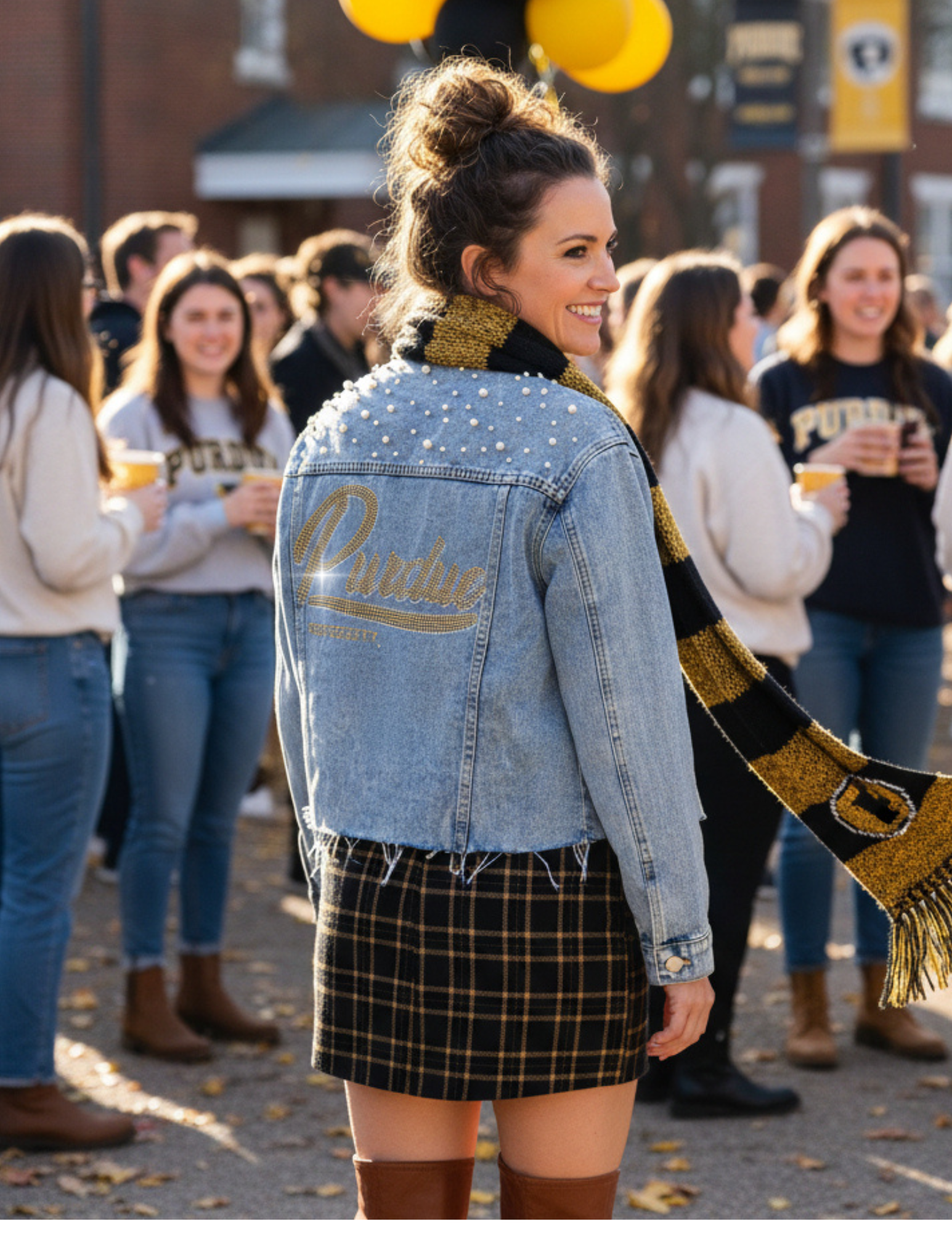 Purdue University Script Pearl Denim Jacket