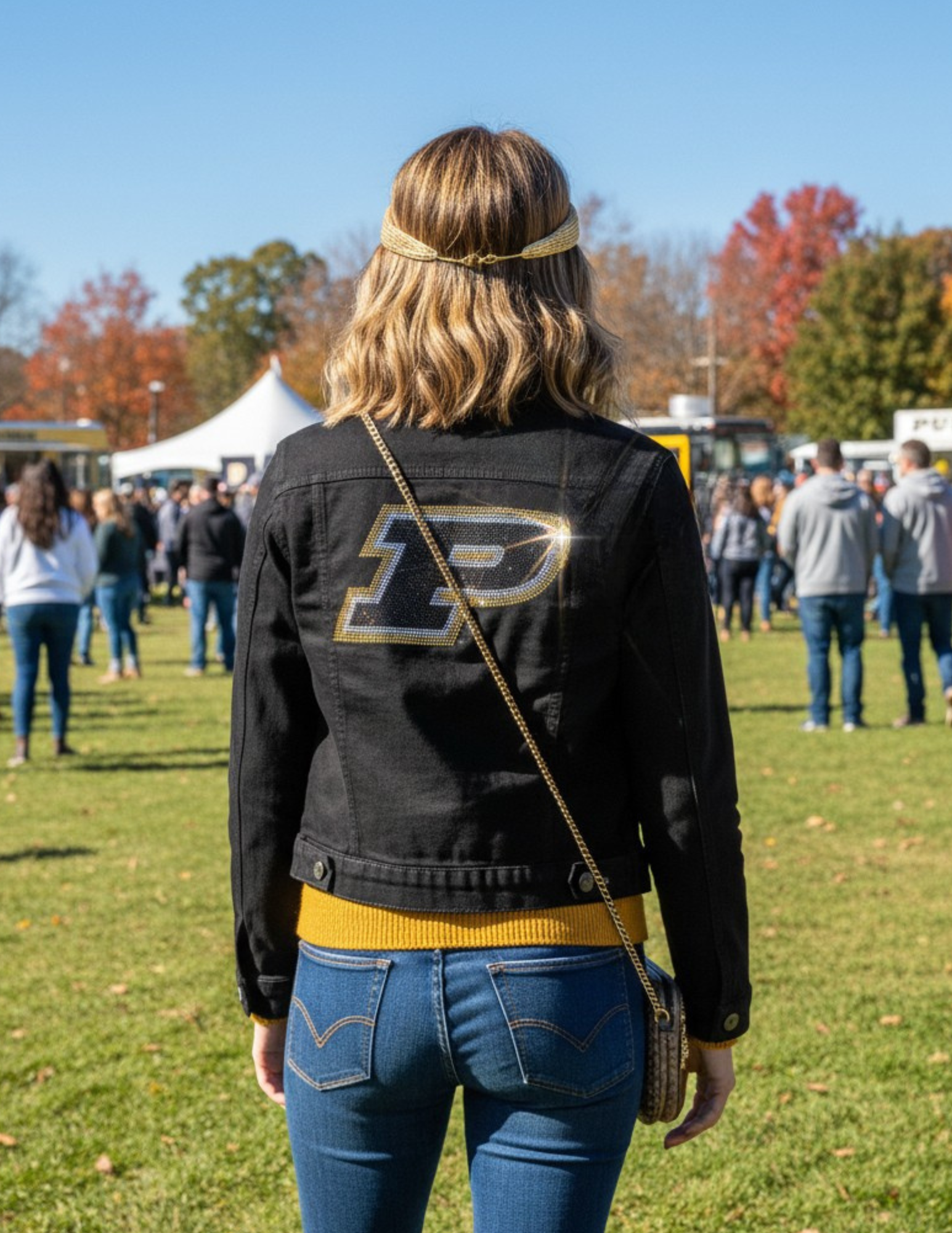 Purdue University Motion P Black Denim Jacket