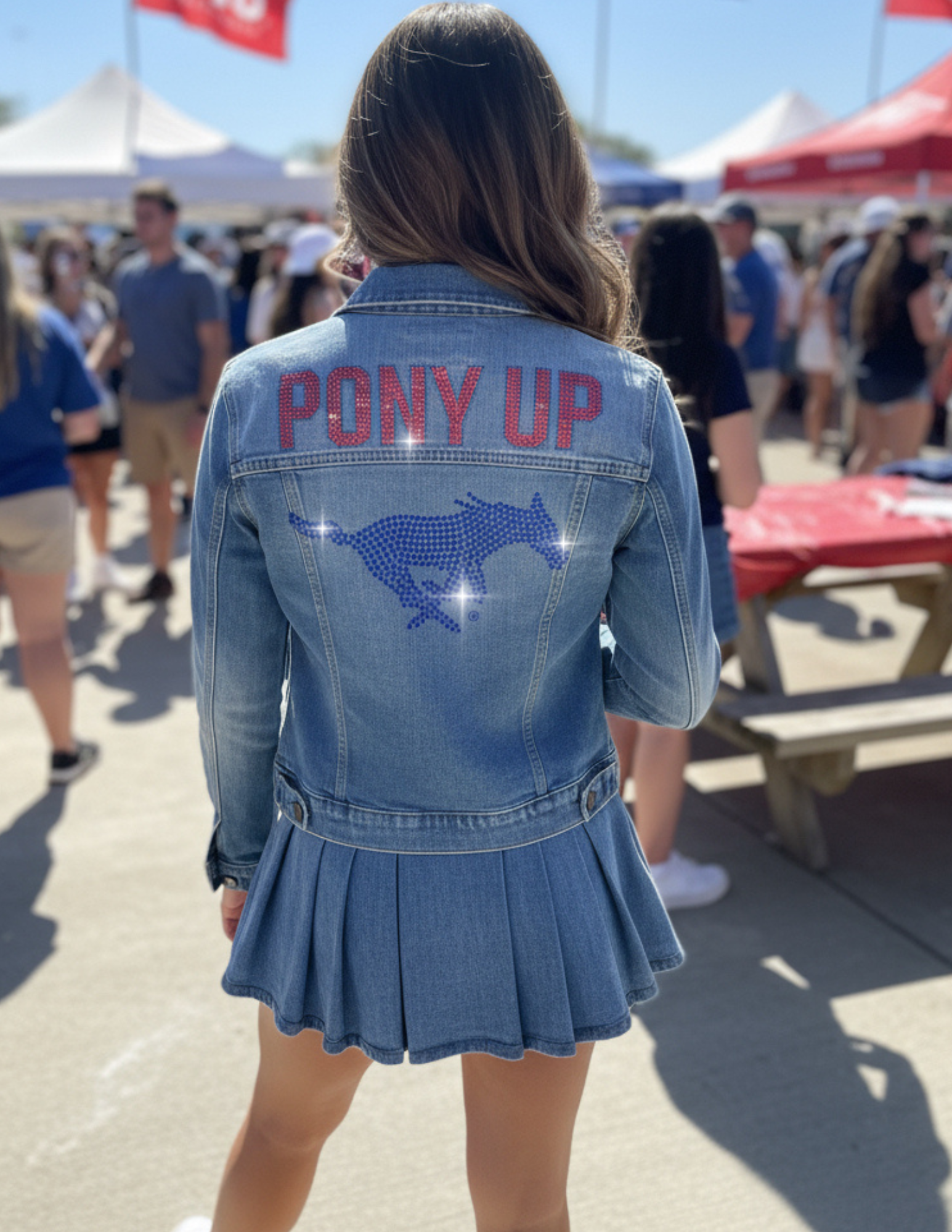 SMU Pony Up Blue Mustang Blue Denim Jacket