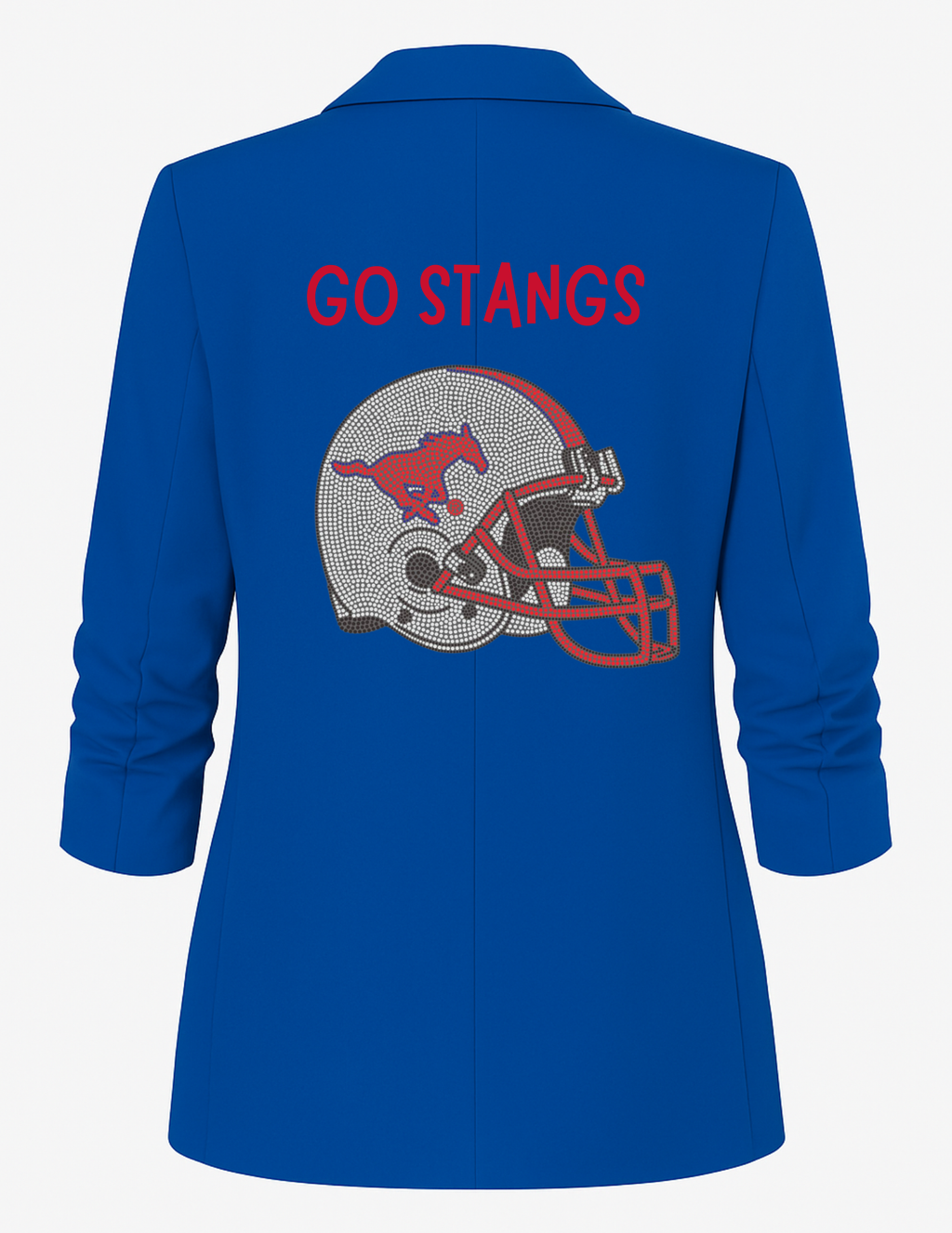 SMU Helmet Go Stangs Ruched Sleeve Royal Blue Blazer