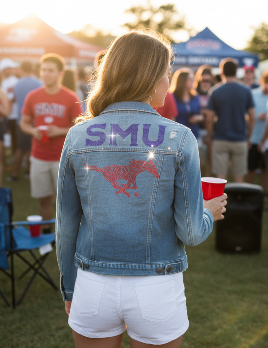 SMU Mustang Blue Denim Jacket