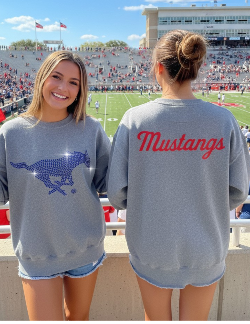 SMU Mustangs Crewneck Grey Sweatshirt