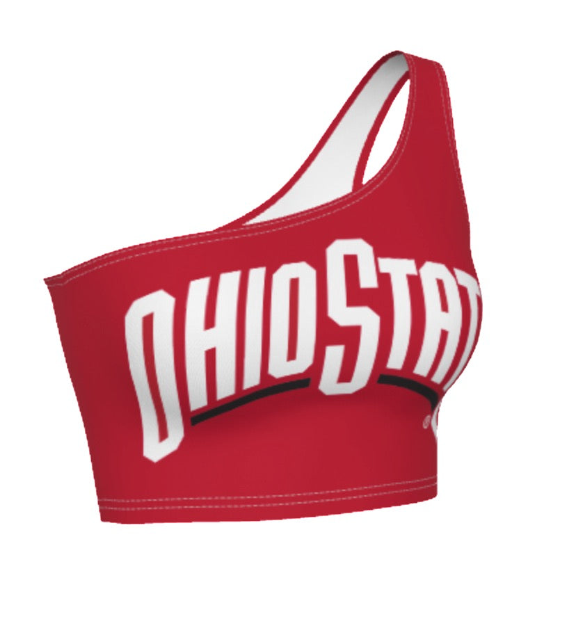 Ohio State OSU Buckeyes Red Shoulder Top