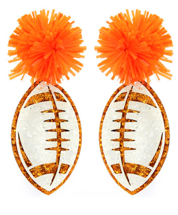 Orange Glitter Pom Poms (Gameday Accessory)