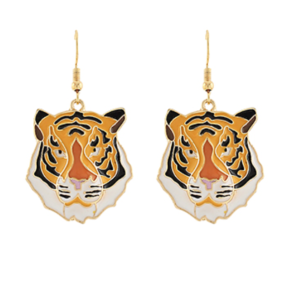 Enamel Tiger Earrings
