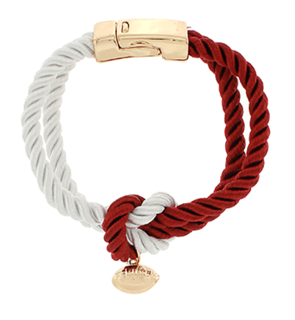 Burgundy/White Rope Bracelet