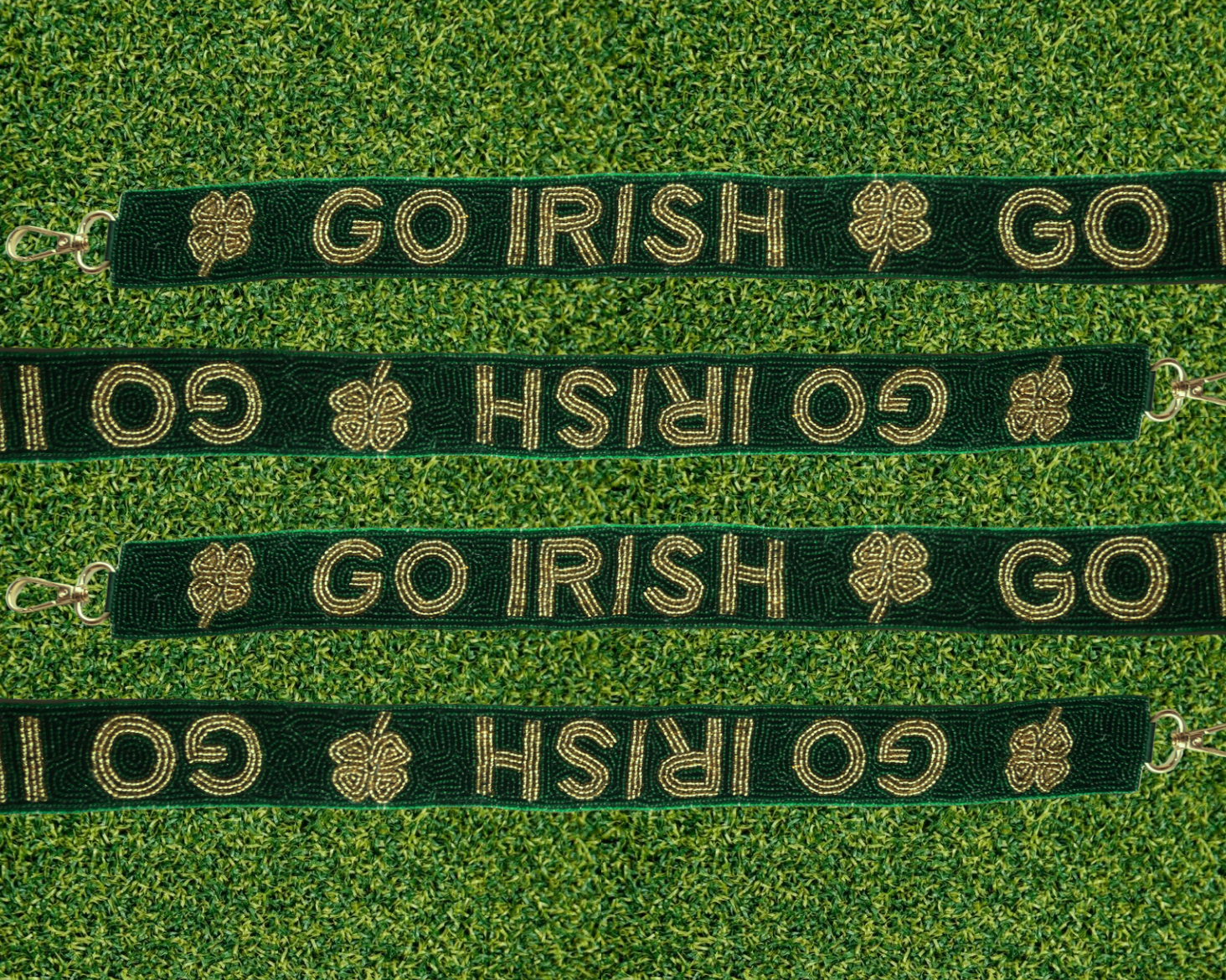 Notre Dame Green Beaded Purse Strap | Go Irish Game Day Bag Strap