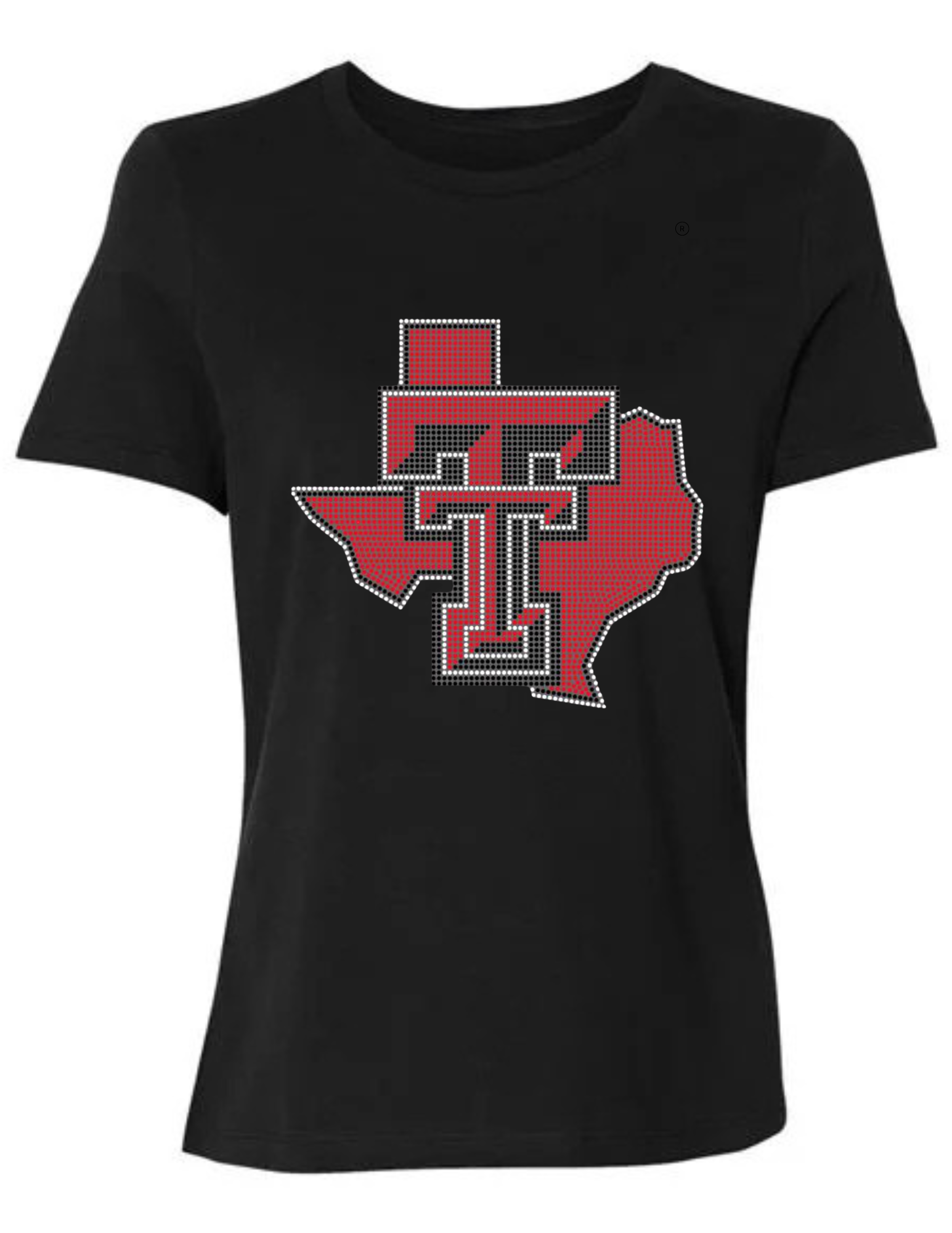 Texas Tech TT State Map Black Short Sleeve T-Shirt