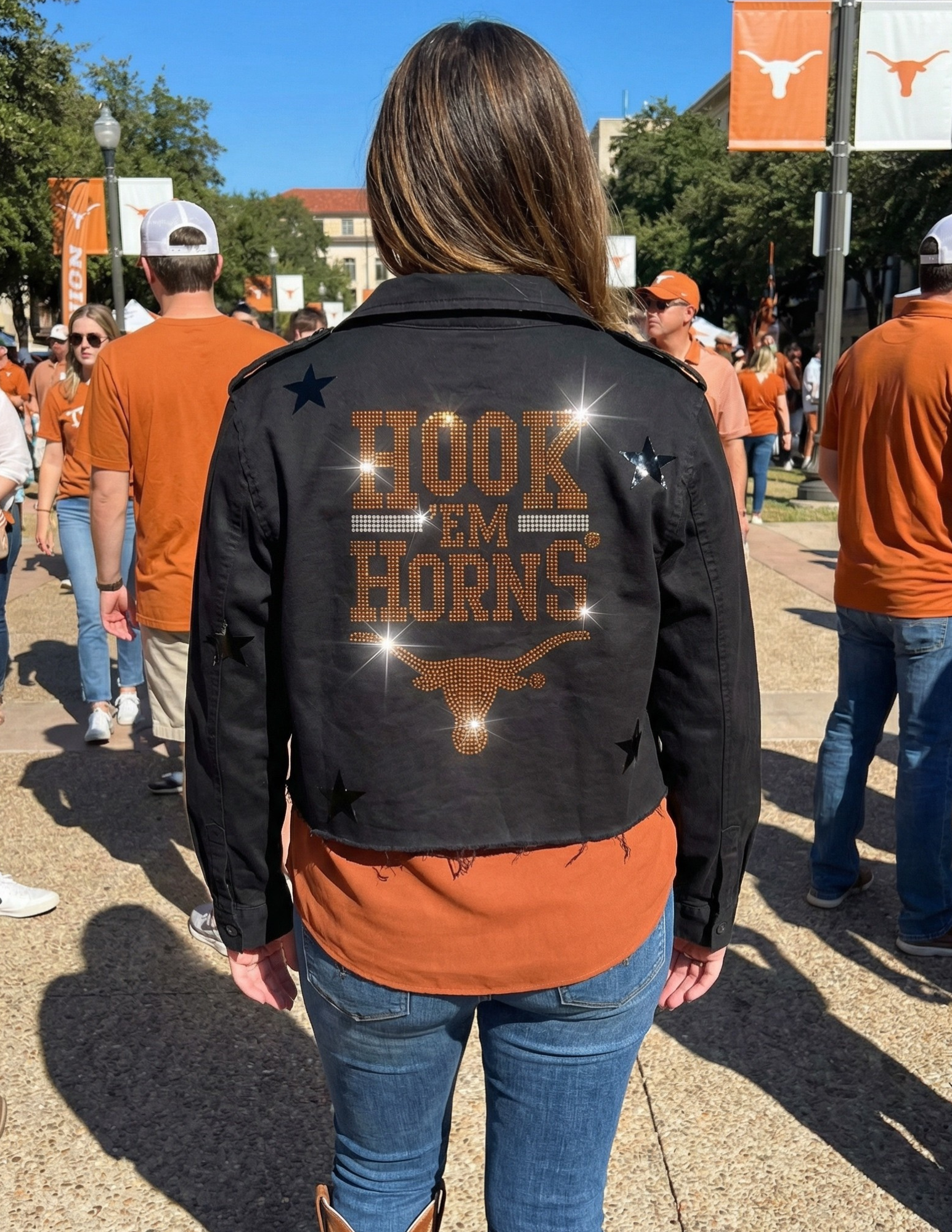 University of Texas-Austin Hook Em Horns Black Shacket
