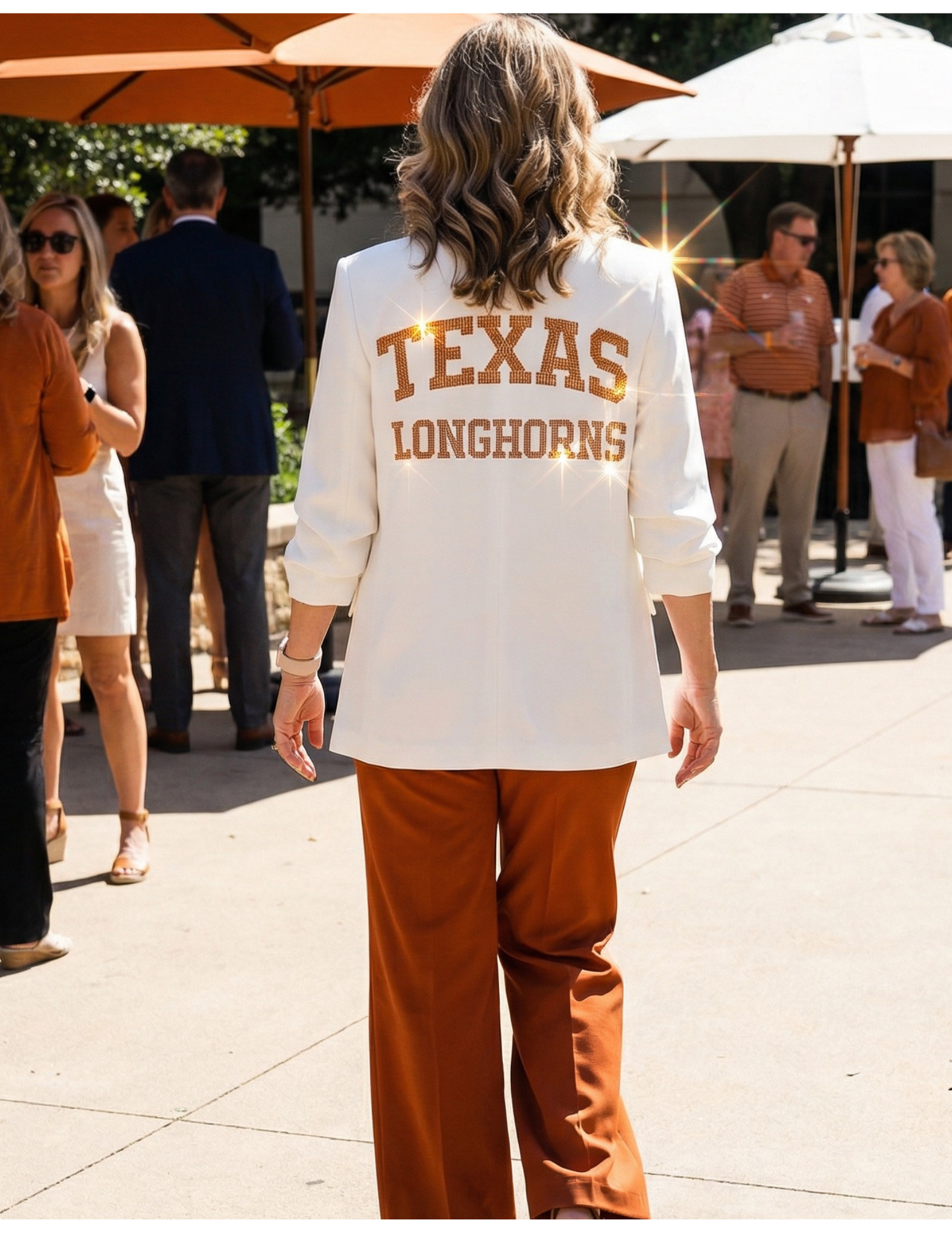 University of Texas-Austin Longhorns White Ruched Sleeve Blazer