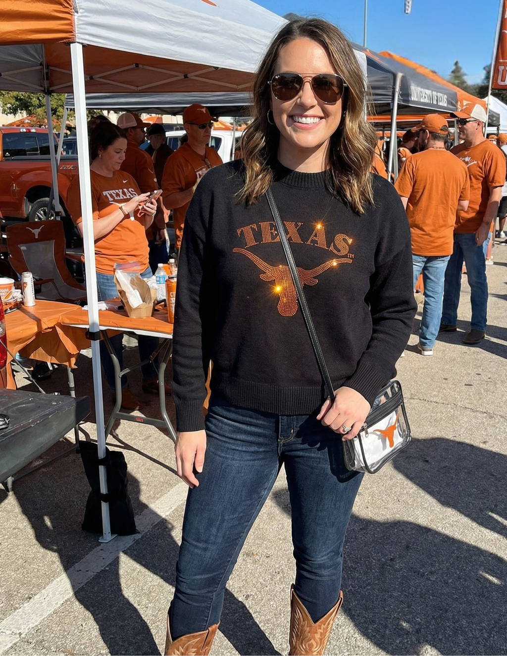 University of Texas-Austin Longhorn Black Crewneck Sweater