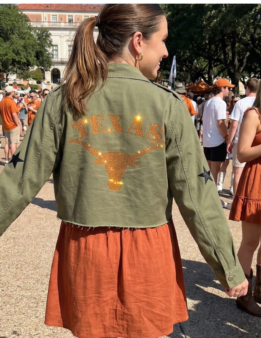 University of Texas-Austin Longhorn Army Green Shacket