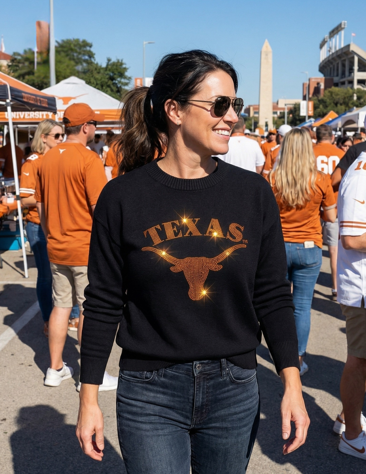 University of Texas-Austin Longhorn Black Crewneck Sweater