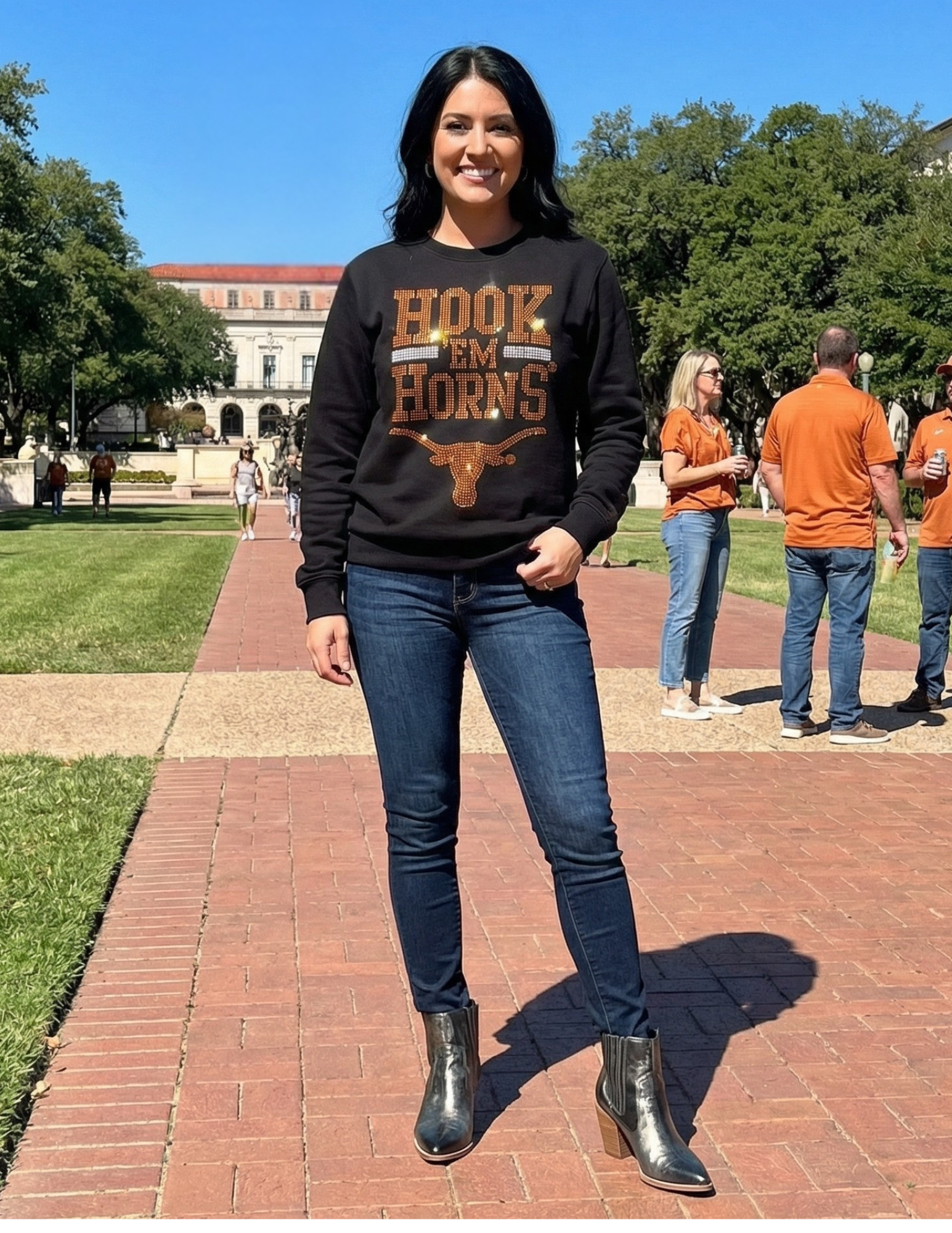 University of Texas-Austin Hook Em Horns Black Crewneck Sweatshirt