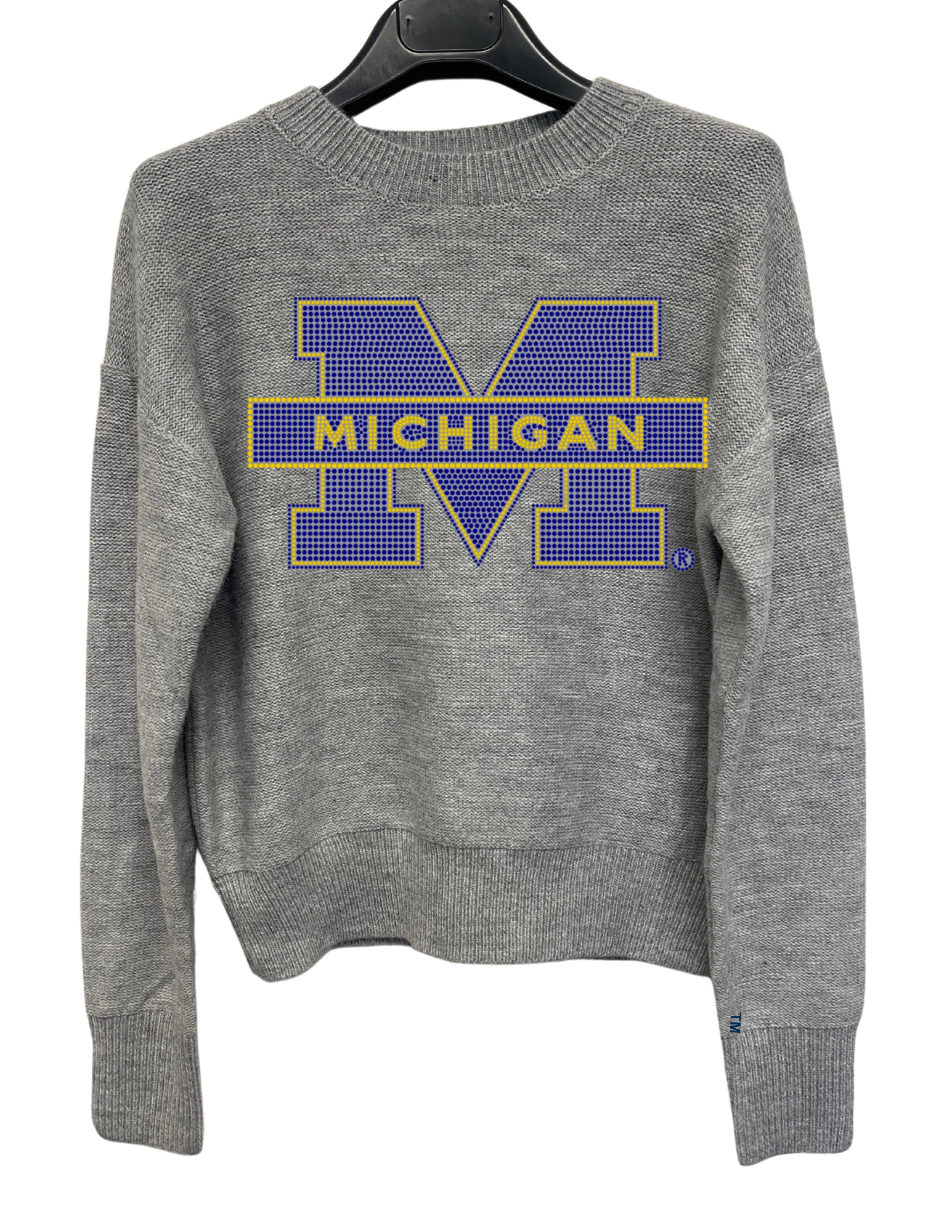 University of Michigan Block M Gray Crewneck Sweater