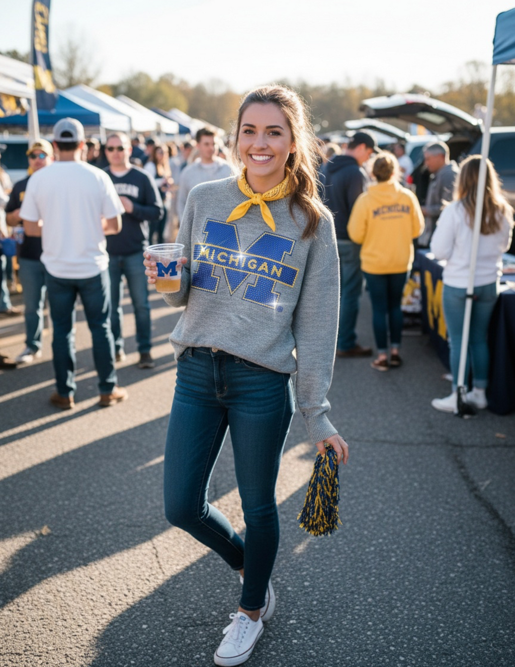 University of Michigan Block M Gray Crewneck Sweater