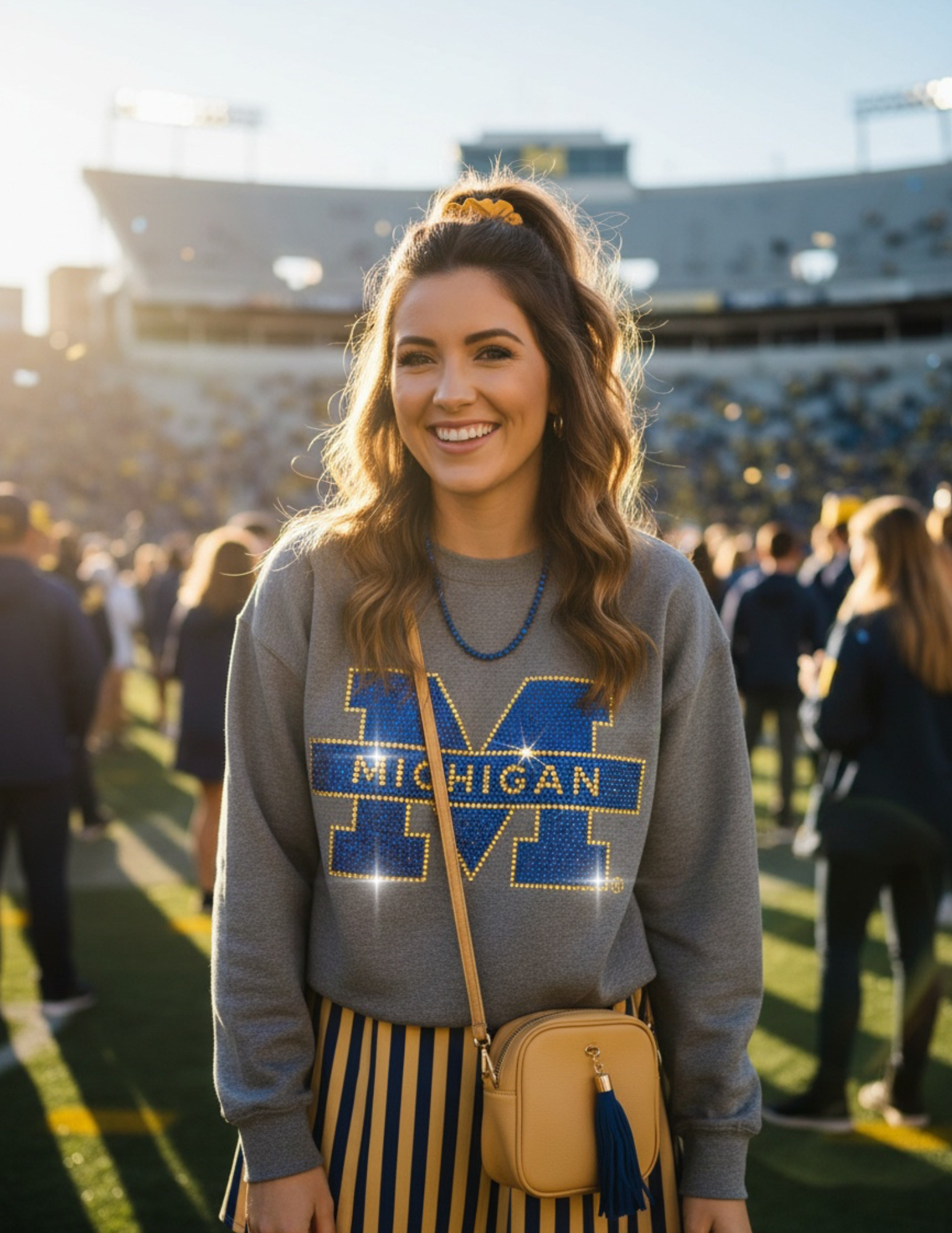 University of Michigan Block M Gray Crewneck Sweatshirt